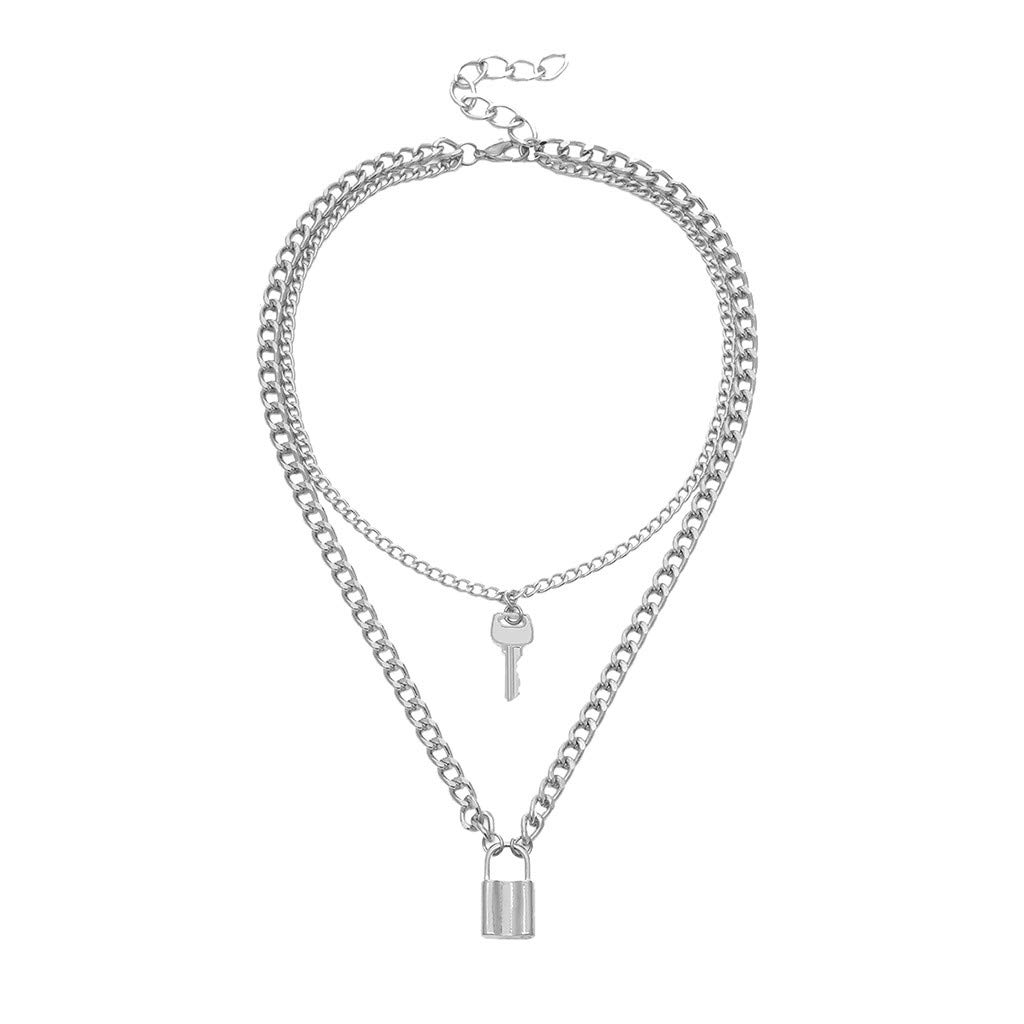 Women's Stainless Steel Lock Padlock Key Jewelry Necklace - Elegant Charm Pendant Gift for Her - Perfect for Valentine's Day, Anniversary, and Birthday Presents