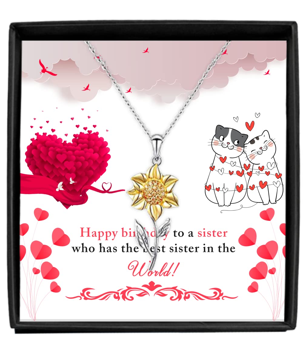 Sunflower Pendant Necklace - Best Birthday Gift for Sister | Thoughtful Jewelry Present for Sisters, Daughters & Best Friends | Perfect for Birthdays, Anniversaries & Special Occasions