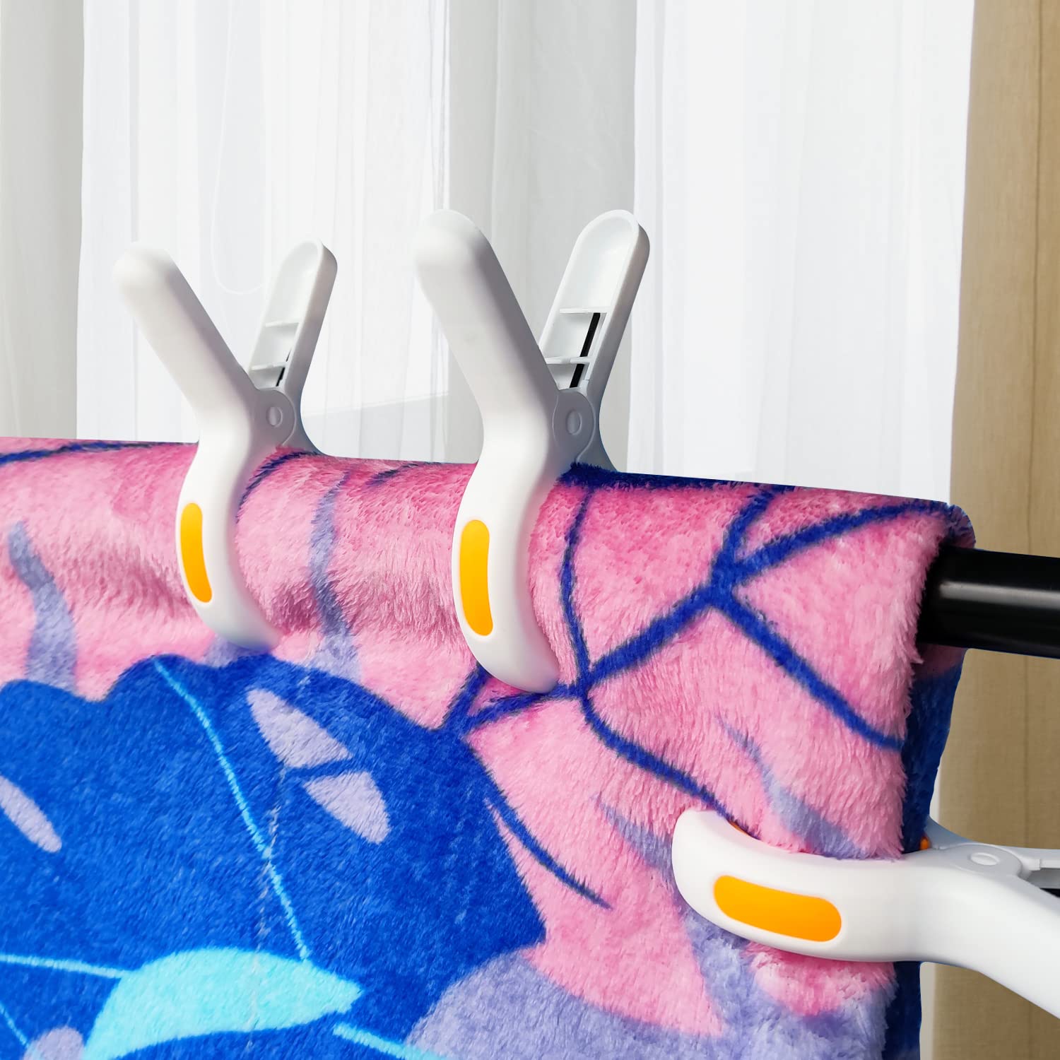6 Pack Large 5 Inch Windproof Beach Towel Clips - Heavy Duty Plastic Clamps for Pool Chairs, Cruise Chairs & Outdoor Furniture (Orange) | Perfect for Beach Vacations, Poolside Lounging & Travel Accessories