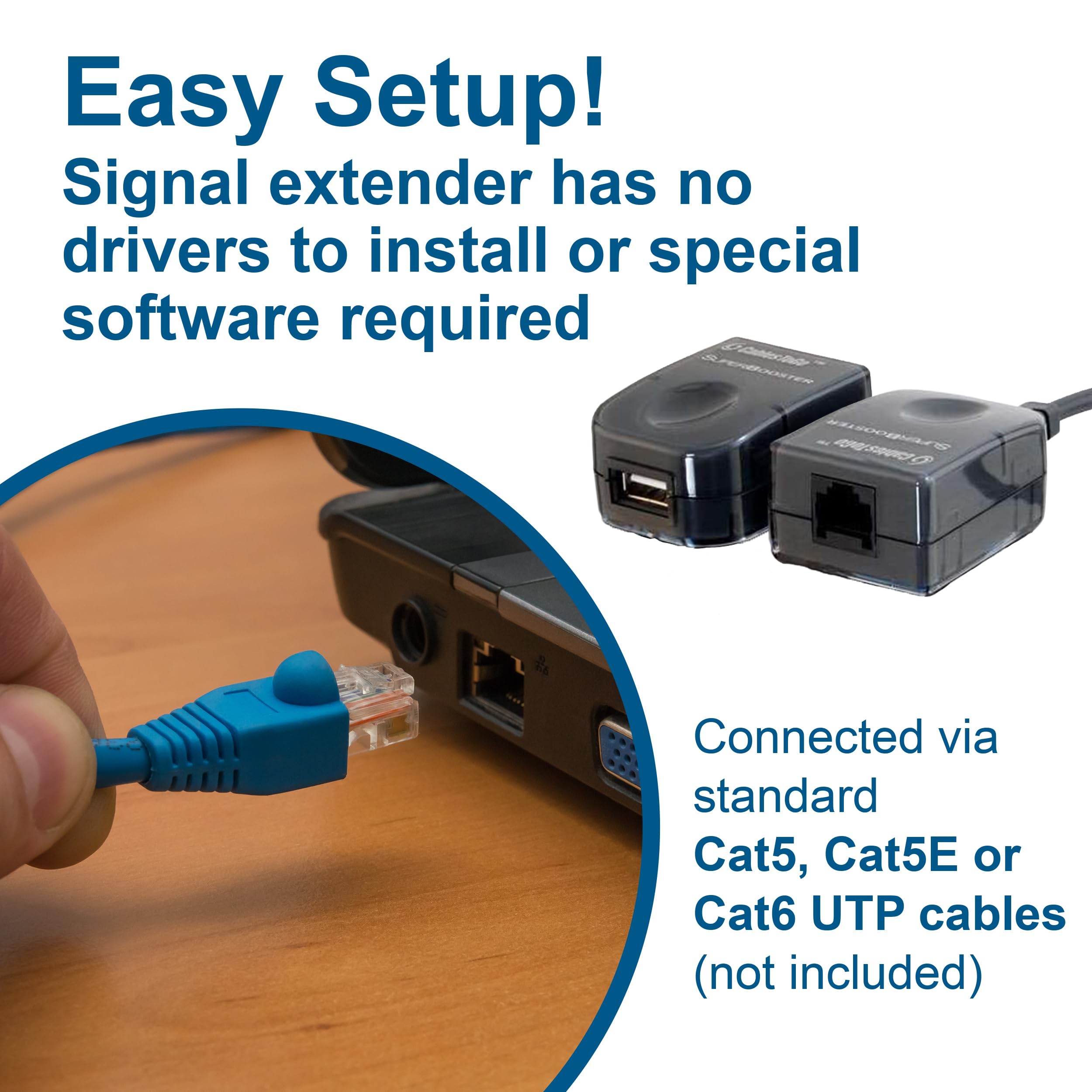 C2G 29341 USB 1.1 Over Cat5 SuperBooster Extender Dongle Kit - 328ft (100m) Range, TAA Compliant, Black - Perfect for Office, Home & Industrial USB Device Extension