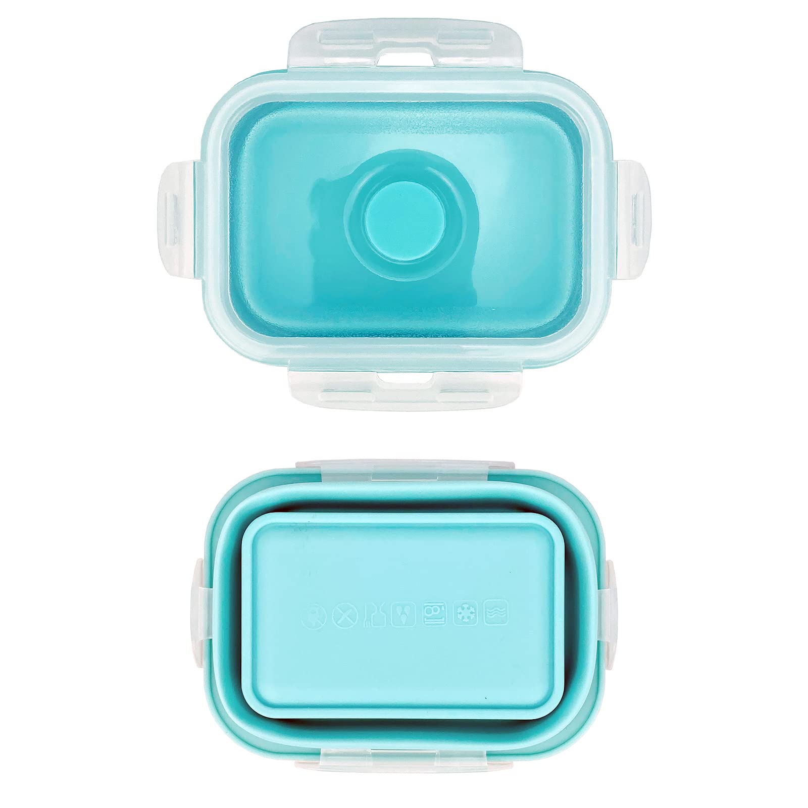 CCyanzi 3-Piece Collapsible Food Storage Containers with Lids - BPA-Free Silicone Lunch Box Set | Microwave, Freezer & Dishwasher Safe | Space Saving for Kitchen, Office, Camping & Travel (Blue)