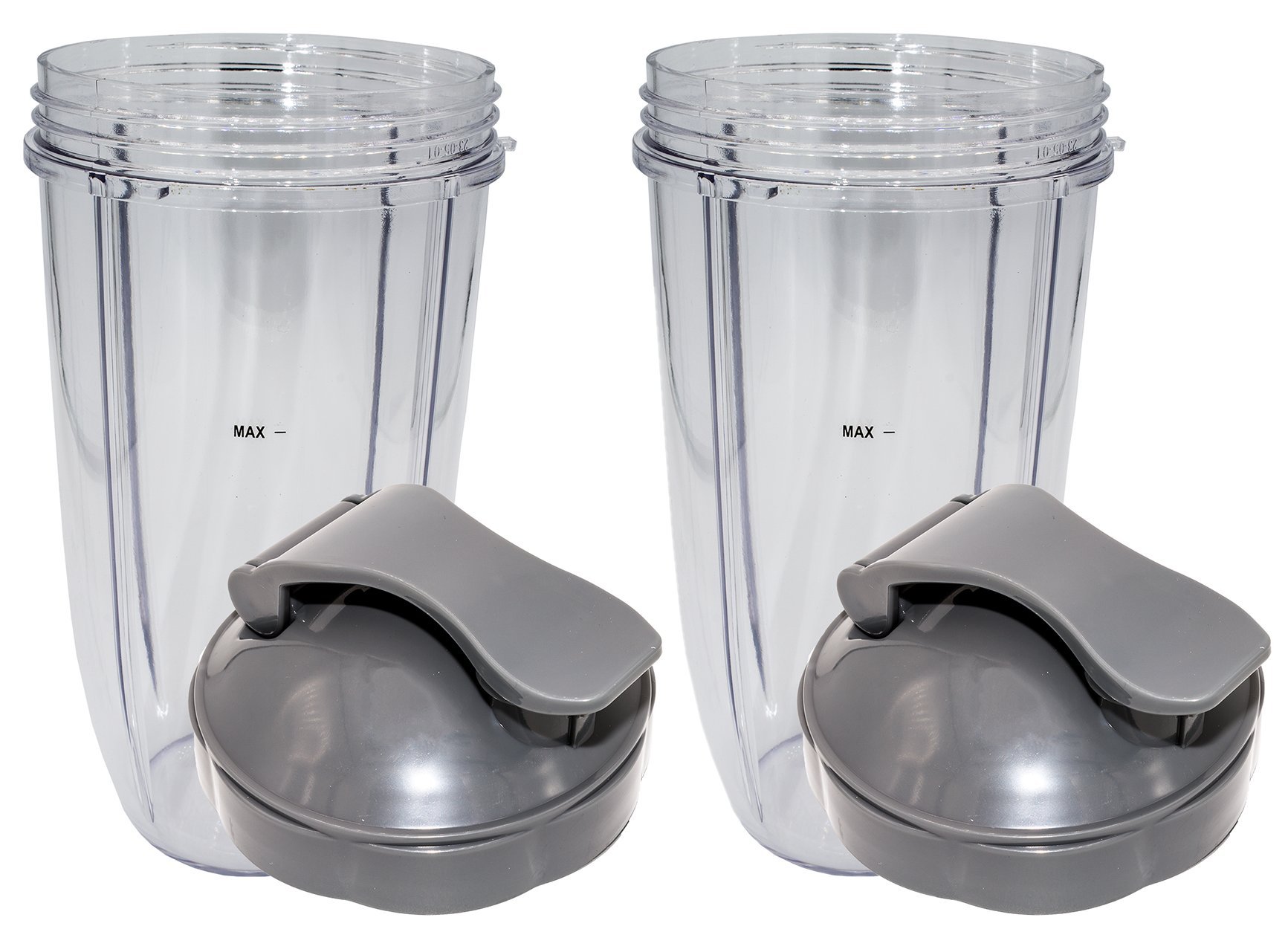 Blendin Replacement Parts for Nutribullet 600W, 900W, NB-101B & 900 Pro Series Blenders - 2 Colossal Cups with Flip Top Lids | Perfect for Smoothies, Protein Shakes & Meal Prep