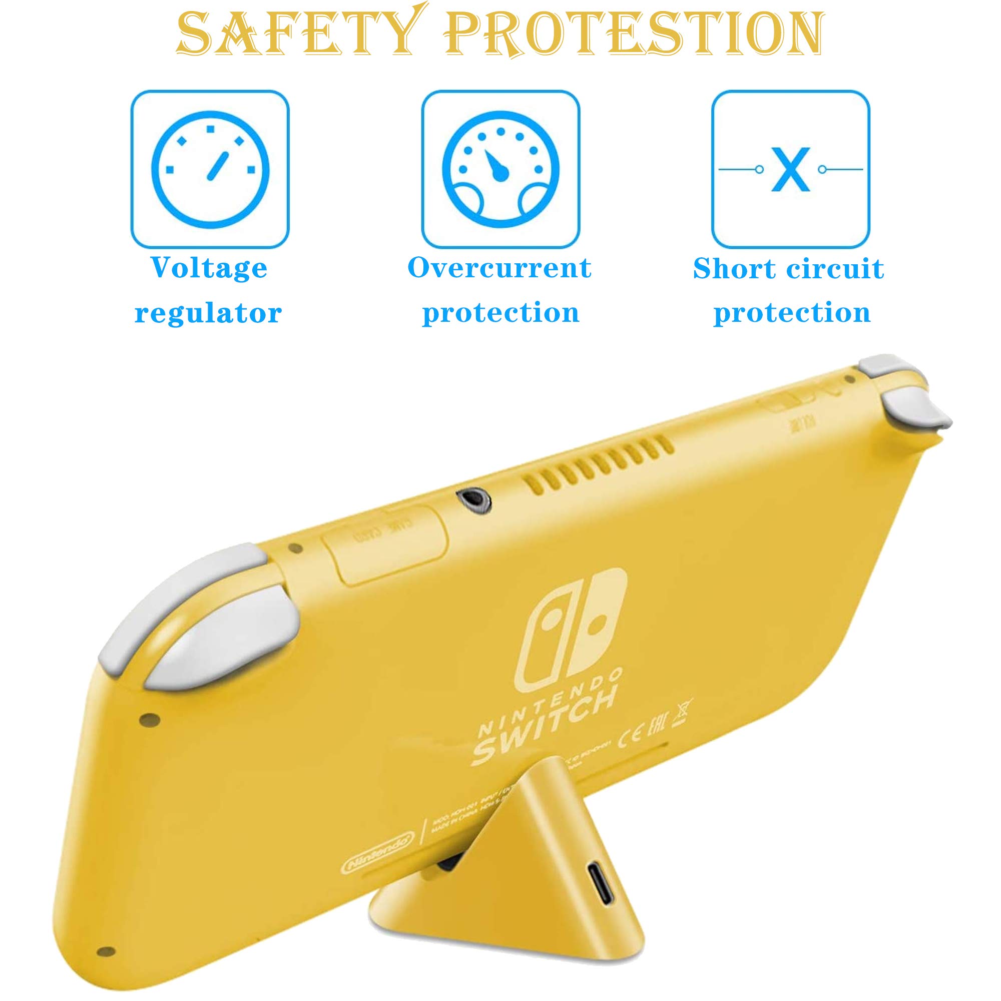 Nintendo Switch Lite Charging Dock - Fast Charging Stand Station for Nintendo Switch Lite & OLED (Yellow) - Perfect for Gaming, Travel & Home Use
