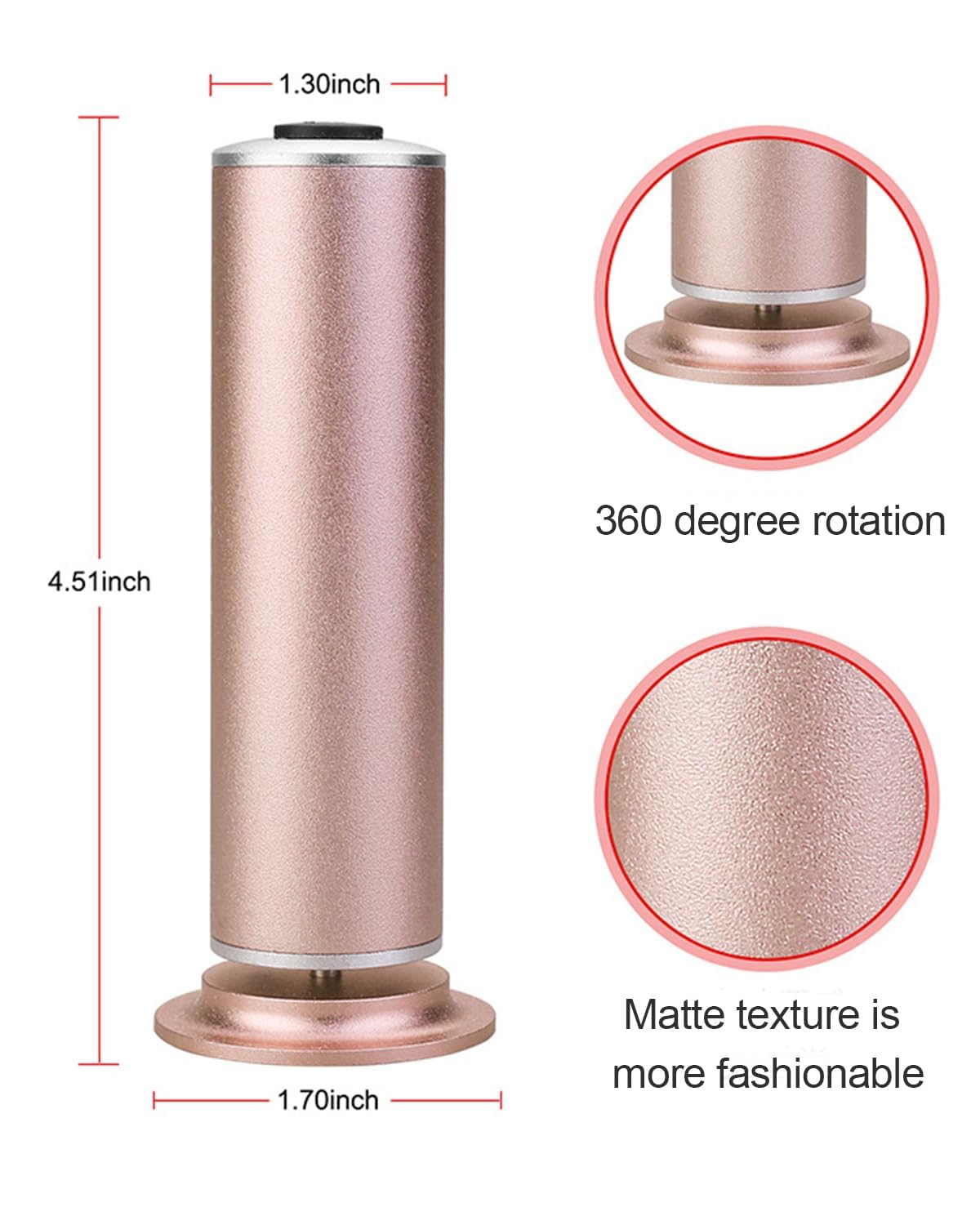 Dermave Electric Foot Callus Remover - Professional Pedicure Tool for Smooth Feet, Rechargeable Foot File with Diamond Abrasive Roller (Golden) | Perfect for Home Pedicure, Dry Cracked Heels & Callus Removal