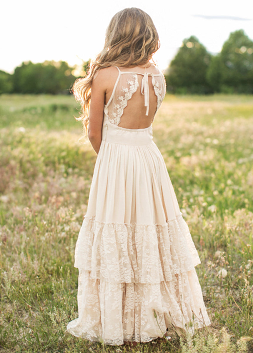 Elegant Catrin Dress in Ecru - Women's Boho Chic Linen Summer Dress for Beach, Wedding & Vacation