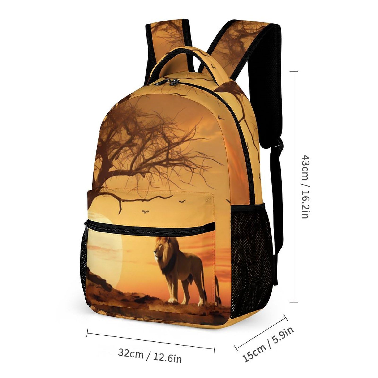 King Lion 3-Piece Backpack Set - Laptop Daypack, Insulated Lunch Tote Bag & Pencil Case for Work, School & Travel | Durable & Stylish for Professionals & Students