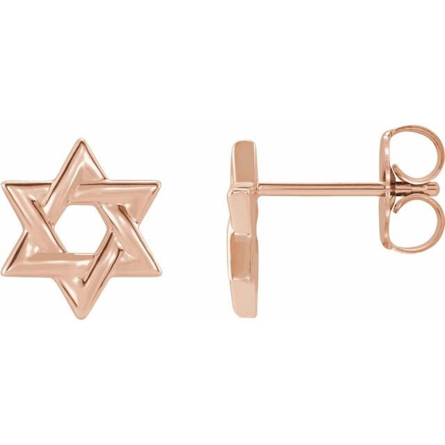 14K Rose Gold, Yellow Gold, White Gold or Platinum Star of David Earrings for Women - Jewish Religious Jewelry Gift for Hanukkah, Bat Mitzvah & Special Occasions