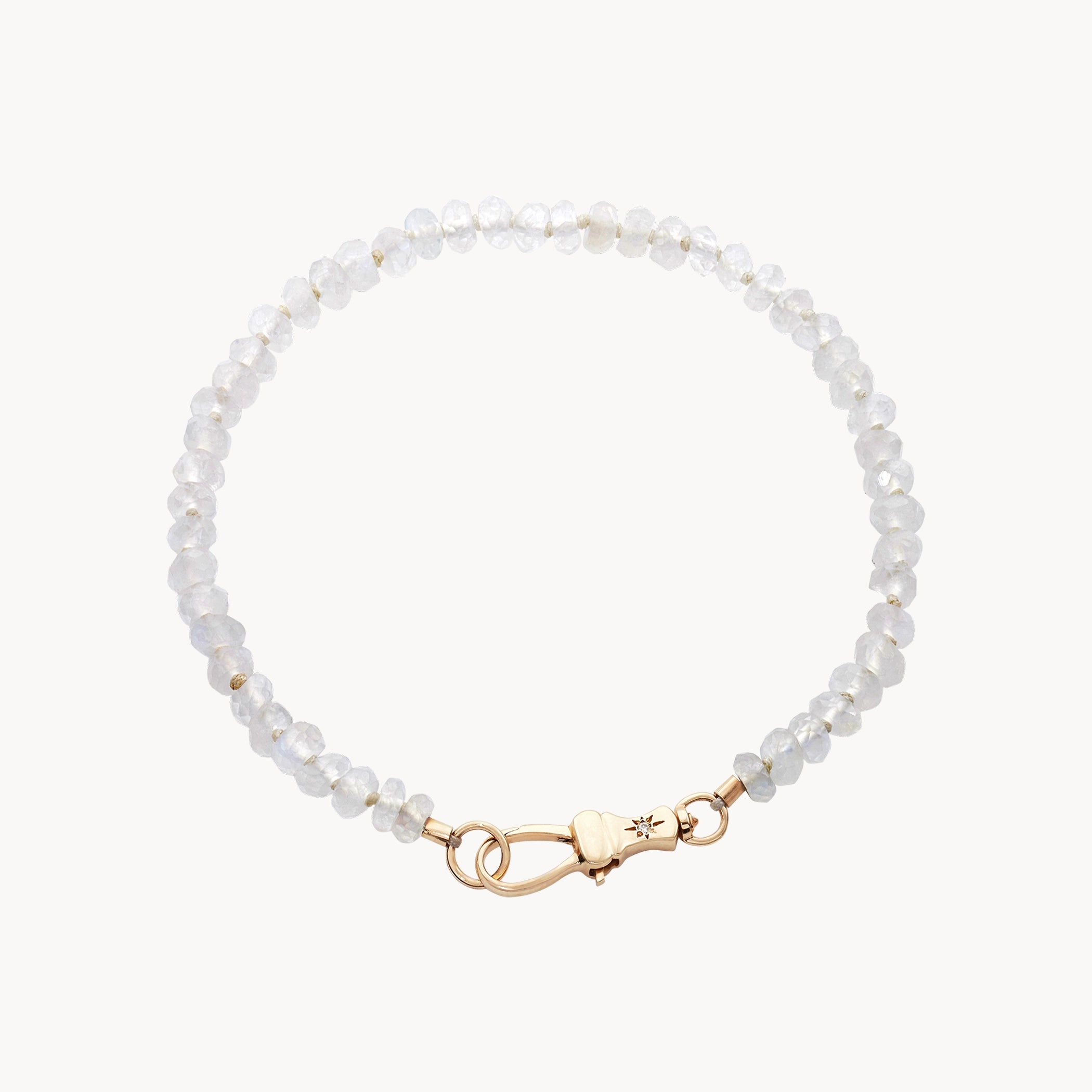 10K Yellow Gold Moonstone Beaded Mood Bracelet with Natural Moonstone & Brilliant Diamonds | Perfect for Meditation, Yoga & Spiritual Healing