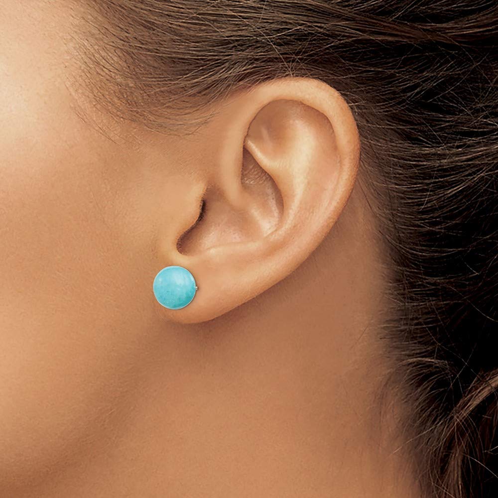 925 Sterling Silver 10-10.5mm Natural Turquoise Button Post Earrings for Women | Hypoallergenic Fine Jewelry | Perfect Gift for Her, Birthday, Anniversary & Everyday Wear