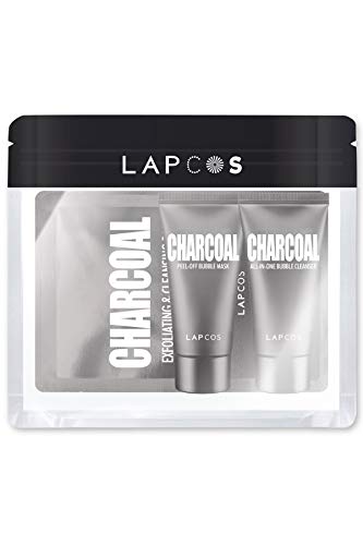 Lapcos Charcoal Travel Kit - Purifying Face Mask & Skincare Set for On-The-Go | Perfect for Airplane, Gym & Vacation Skincare Routine