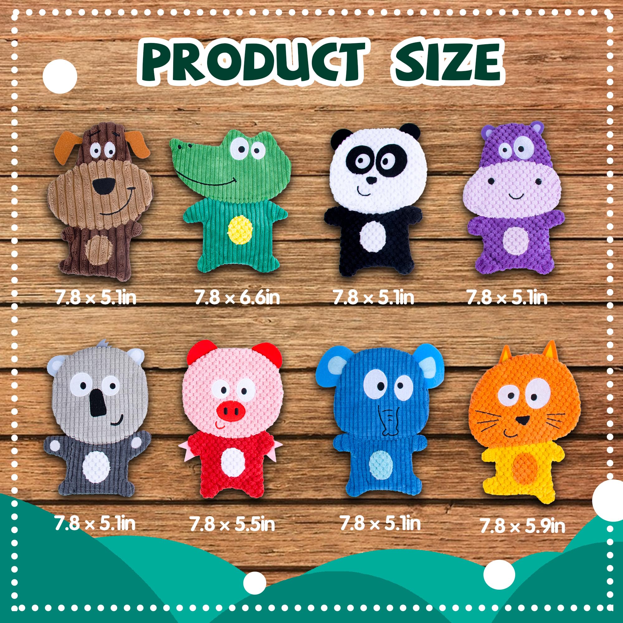 8 Pack Cute Animal Plush Dog Toys - Durable Squeaky Chew Toys for Puppies & Small Medium Dogs, Interactive Teething Toys for Training and Playtime at Home or Outdoors