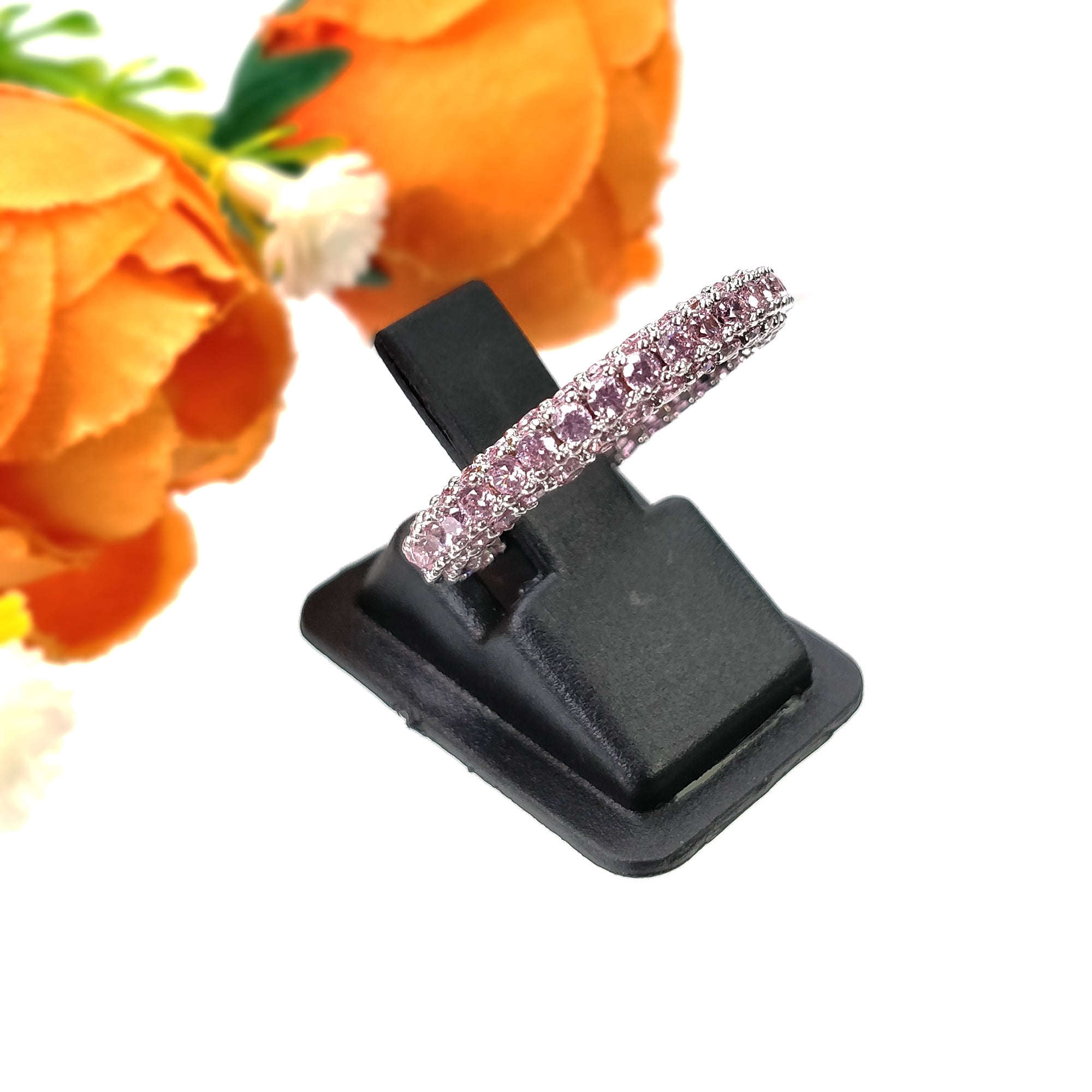 Elegant AAA Cubic Zirconia Women's Rings - White & Pink Crystal Channel Set Fashion Jewelry | Perfect Gift for Her, Anniversary, Birthday & Special Occasions
