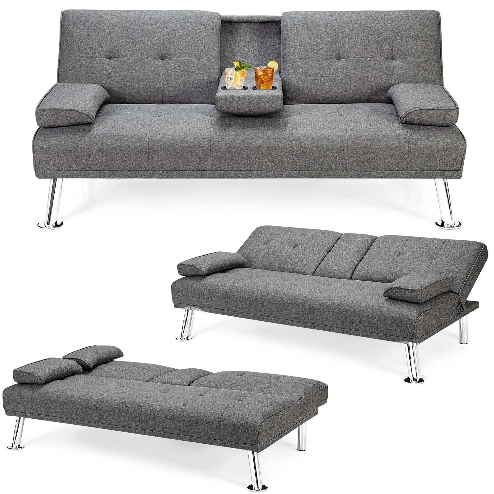 POWERSTONE Modern Convertible Futon Sofa Bed - 66