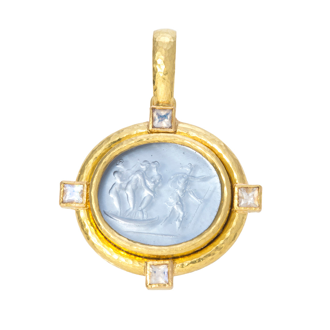 Elizabeth Locke Cerulean Venetian Glass Intaglio 