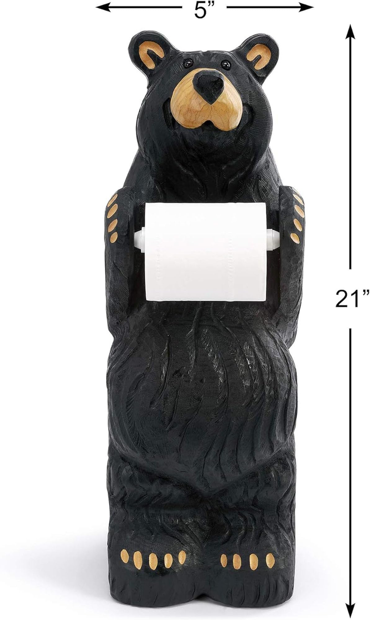 DEMDACO Bearfoots by Jeff Fleming - Little Johnny Bear Midnight Black Resin Stone Toilet Paper Holder (21