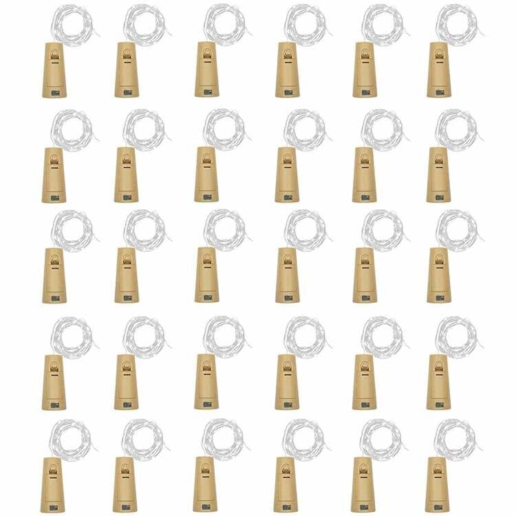 30 Pack 10 LED Wine Bottle Cork Lights - Battery Operated Fairy String Lights with Copper Wire for DIY, Christmas Decorations, Wedding Centerpieces & Party Decor - Indoor/Outdoor Starry Lights (Cool White) - Perfect for Home Decor, Gift Giving & Romantic Ambiance