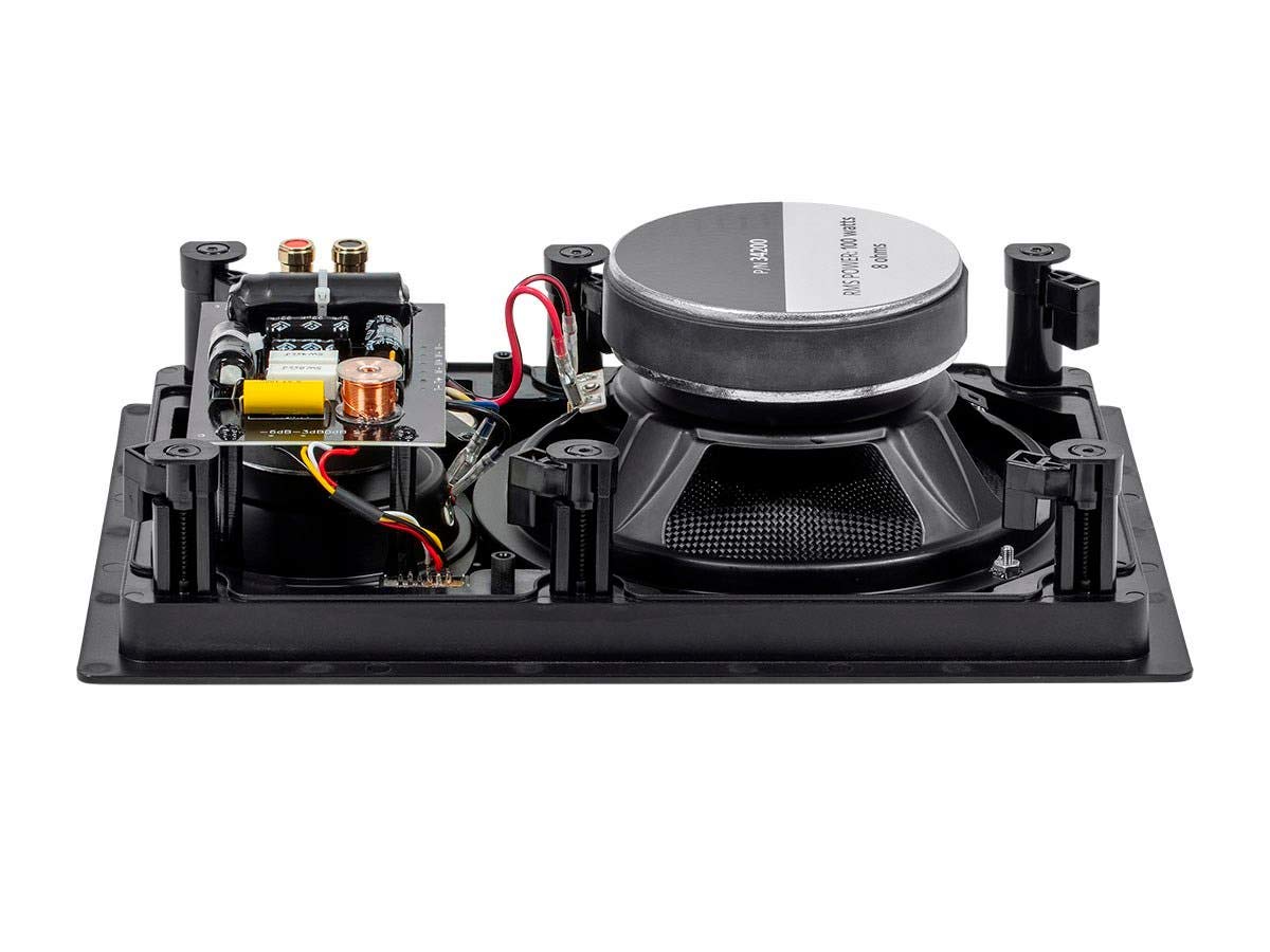 Monoprice Alpha Series 8-Inch 3-Way Carbon Fiber In-Wall Speakers - Pair with Paintable Magnetic Grille (Black) - Perfect for Home Theater, Surround Sound, and Multi-Room Audio Systems