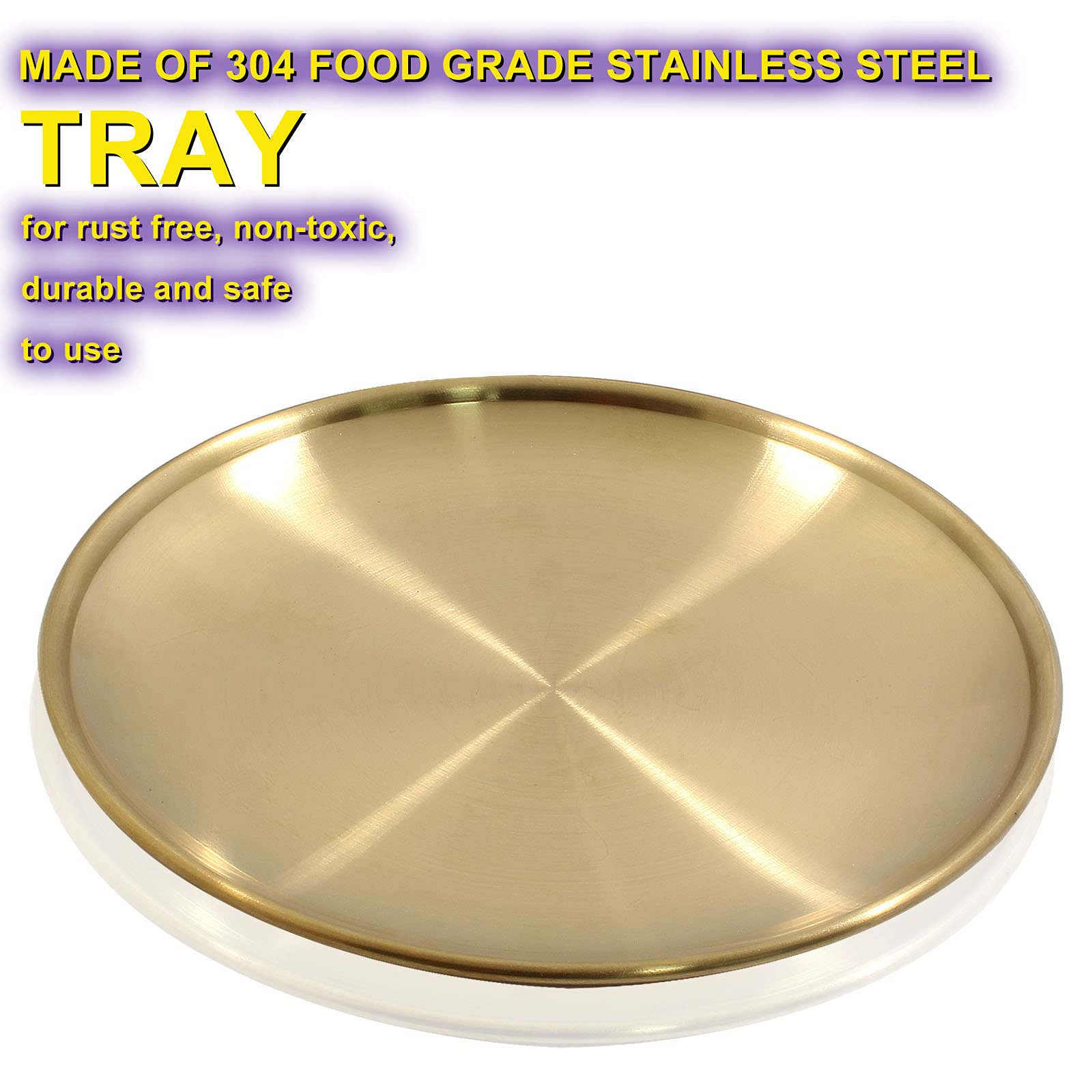 6.69 Inch Stainless Steel Round Gold Tray - Multi-Purpose Serving Tray for Bathroom Towels, Cosmetics, Jewelry, Fruit & Candy - Elegant Decorative Storage Solution for Home, Hotel or Spa