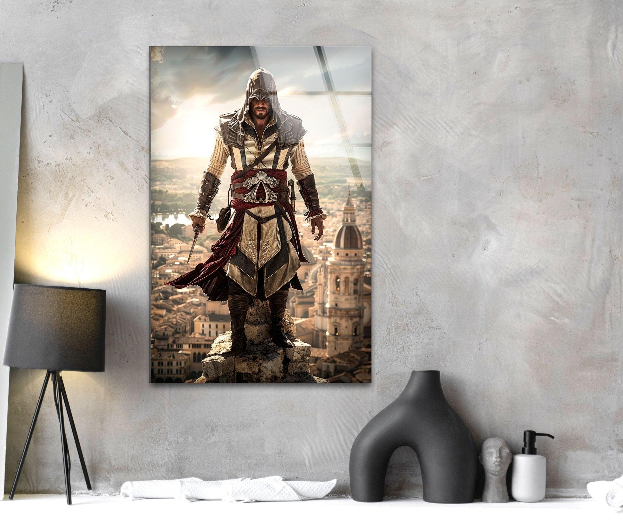Assassin's Creed Movie Inspired Glass Wall Art Decor - Premium Tempered Glass Print for Home, Office, or Gaming Room - Perfect for Fans of Video Game and Action Movie Collectibles
