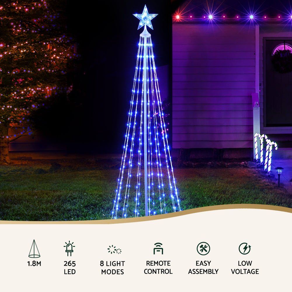 6.5ft Pre-Lit Christmas Tree with 265 RGB LED Fairy Lights - Indoor/Outdoor Holiday Decor for Home, Office, Party & Festive Celebrations