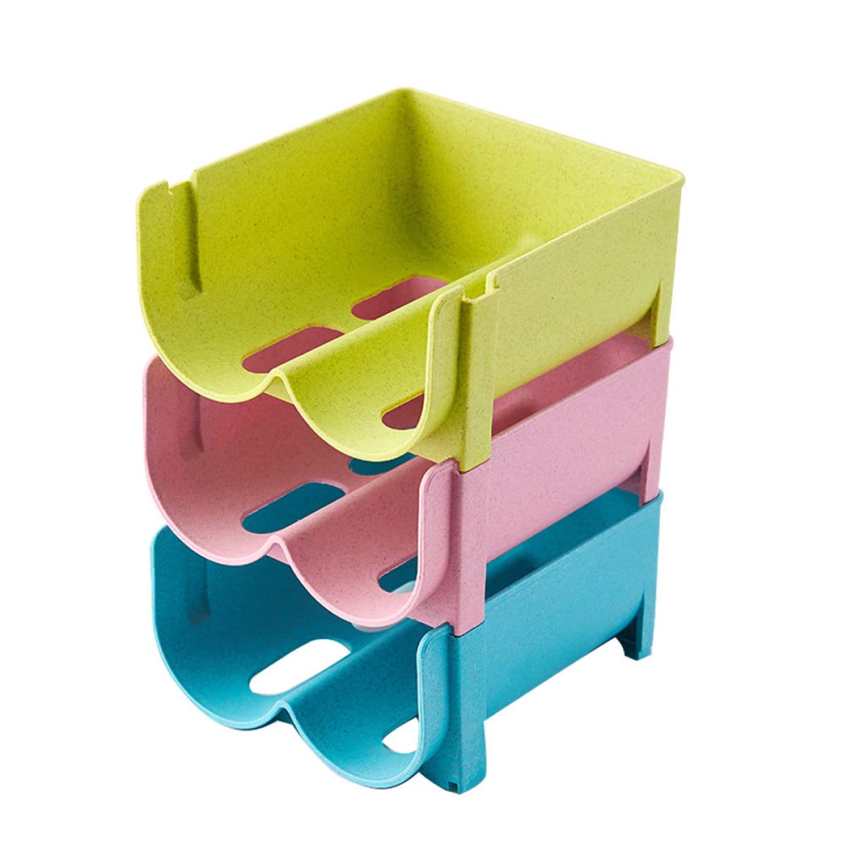 3-Piece Stackable Plastic Storage Bins for Kitchen Pantry, Freezer & Wine Fridge - Organize Juice, Drinks & Cans on Countertops, Drawers & Cabinets | Space-Saving Home & Office Organization Solution