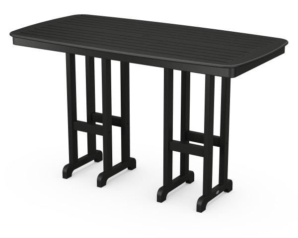 Polywood Black Nautical 37 x 72 Outdoor Bar Table - Durable Weather-Resistant Patio Furniture for Poolside, Deck, and Backyard Entertaining