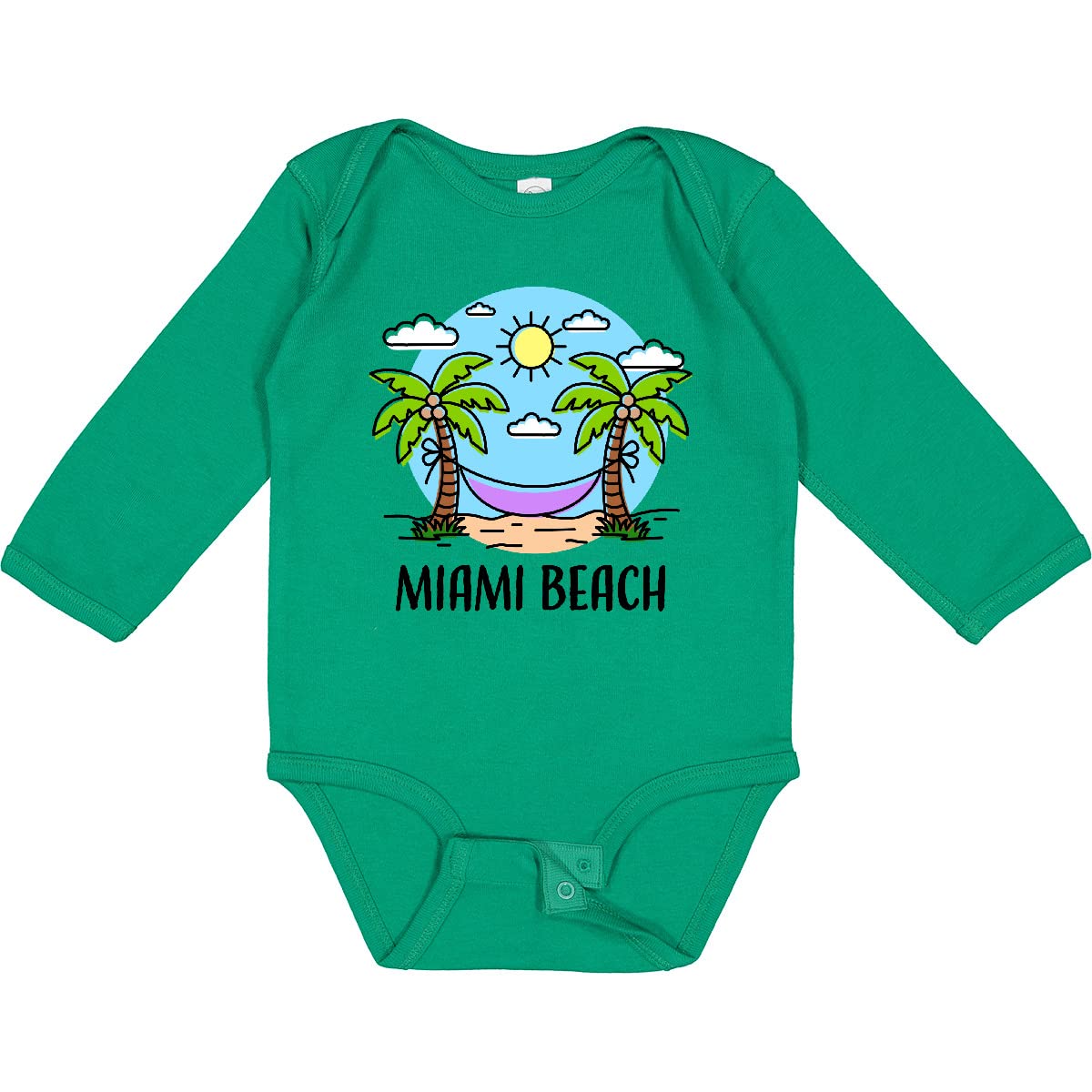 Inktastic Summer Vacation in Miami Beach Long Sleeve Creeper - Soft & Comfortable Baby Bodysuit for Boys & Girls - Perfect for Beach Trips, Family Photos & Casual Outings