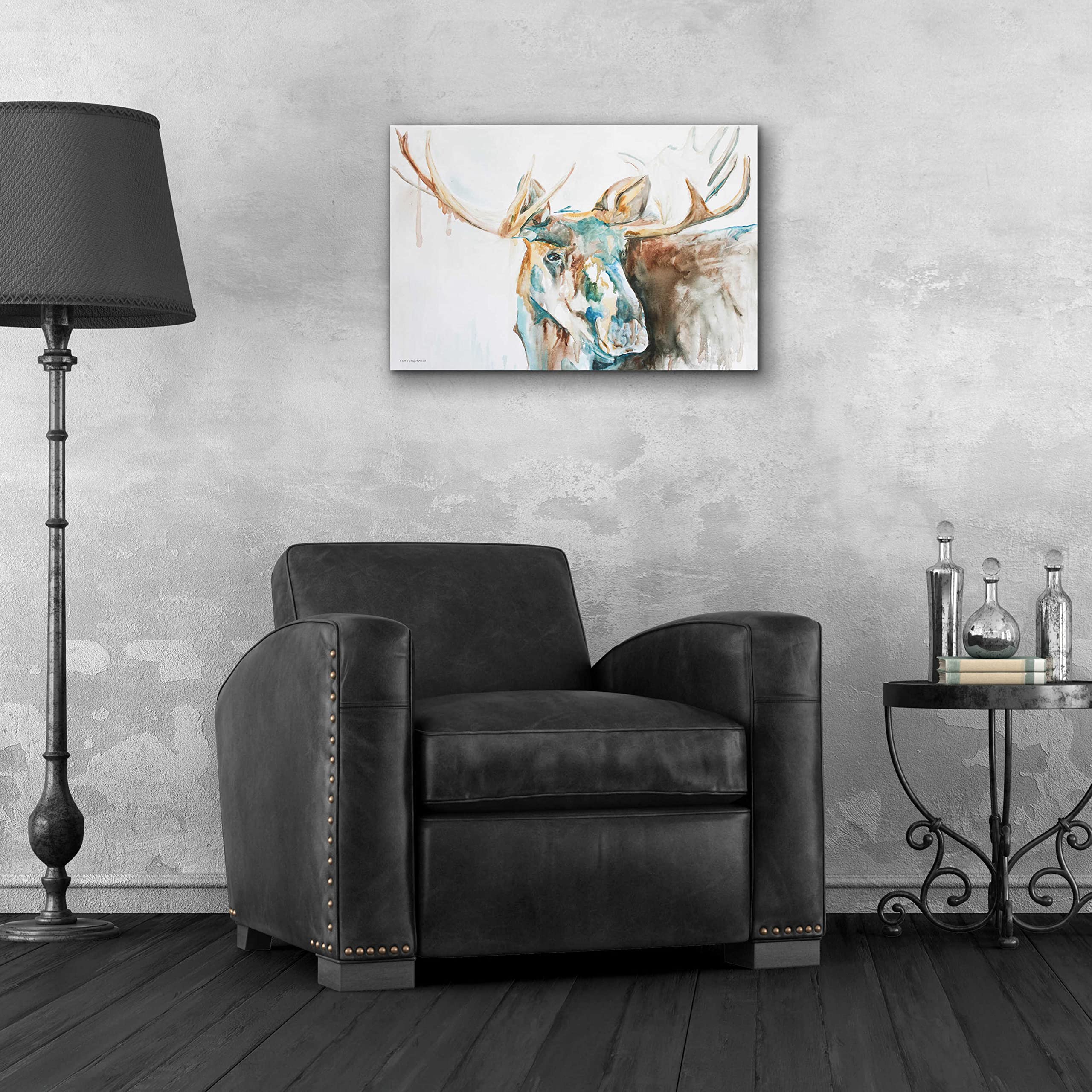 Epic Art 'Water Moose' by Kamdon Kreations - Premium Acrylic Glass Wall Decor (24x16 Inches) - Modern Home & Office Artwork for Living Room, Bedroom, or Gift