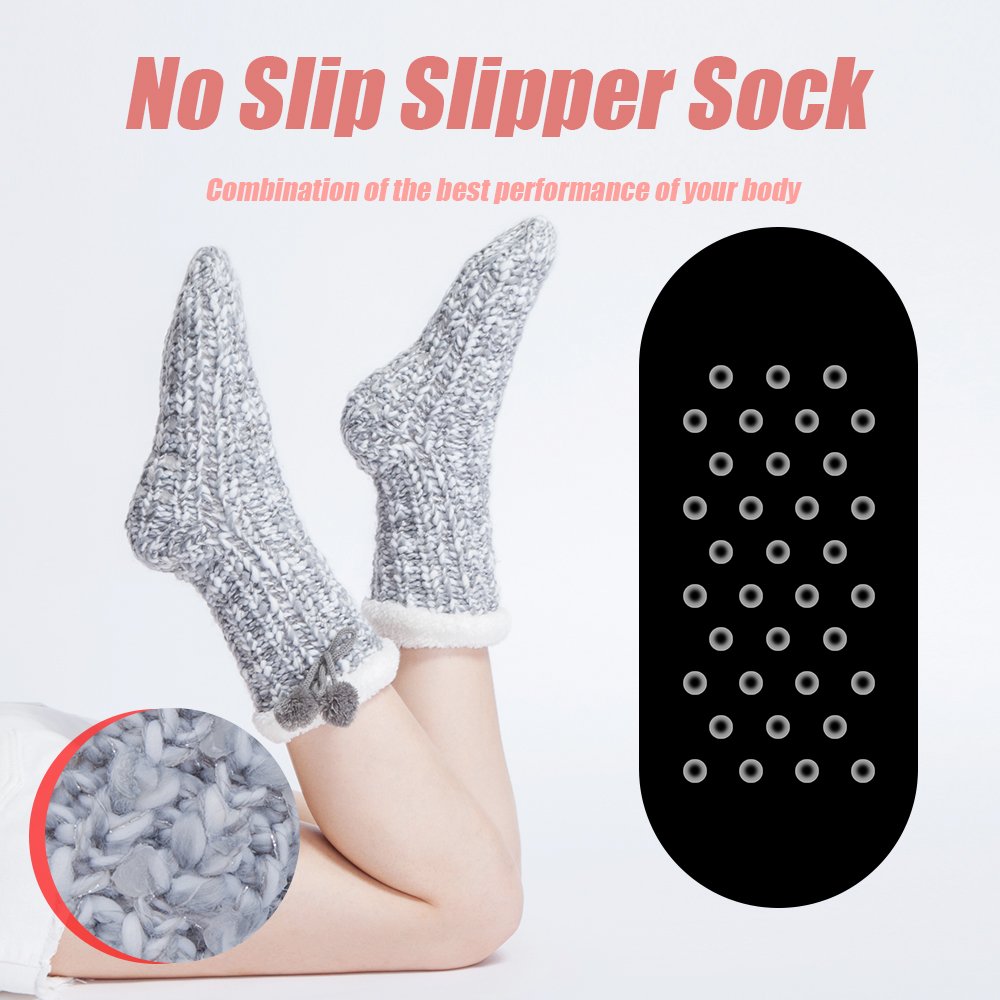 Maamgic Women's Knit Sherpa Slipper Socks - Warm Fleece Booties for Winter