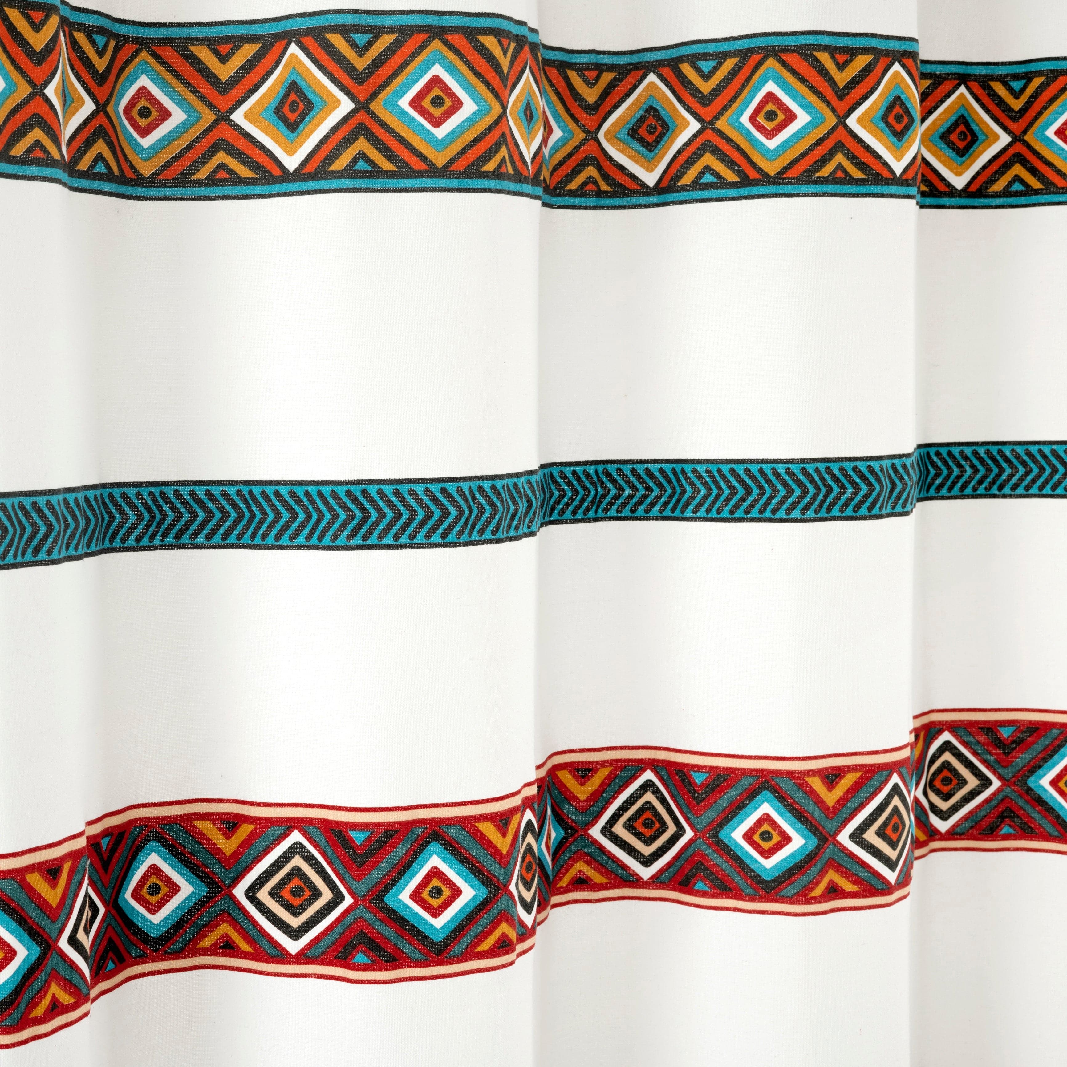 Boho Stripe Tassel Shower Curtain - Handmade Yarn Dyed Recycled Cotton Bathroom Decor for Boho, Farmhouse & Coastal Style Homes - Perfect for Bathrooms, Guest Rooms & Beach Houses