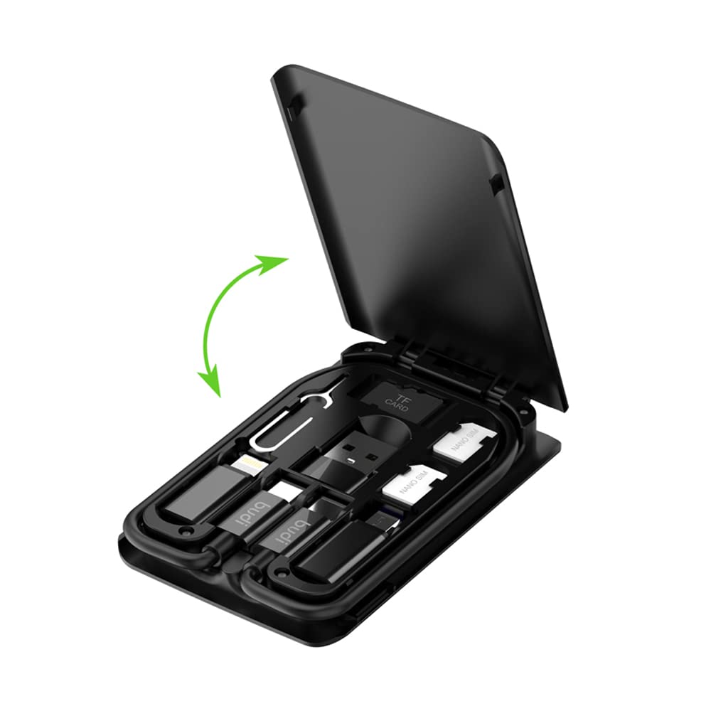 Smart Adapter Card Storage Box - Portable USB-C/USB-A/Micro-USB/Lightning Charging Cable Organizer Kit for iPhone, Samsung, Digital Cameras & Electronics | Compact Travel & Office Cable Management Solution