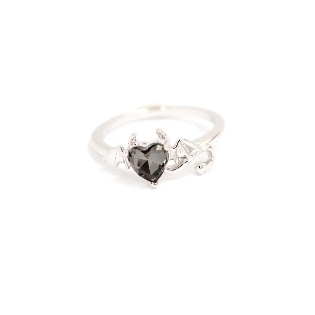 Devil Bestie Ring - Gothic Punk Jewelry for Women, Stainless Steel BFF Matching Rings - Perfect for Halloween, Cosplay, and Gift Giving
