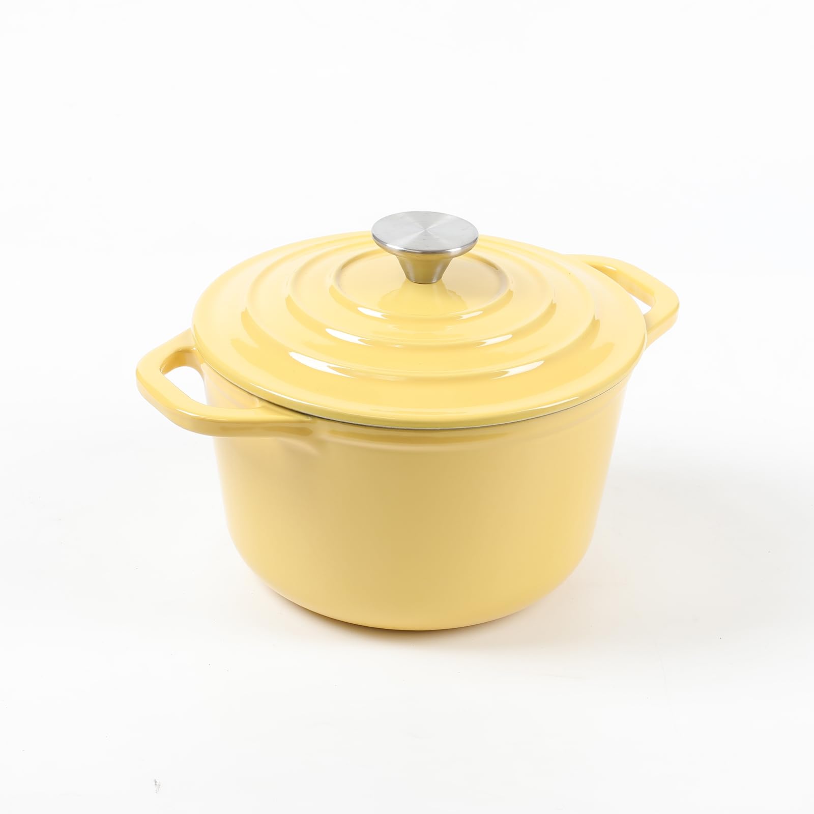 HAWOK 1.5-Quart Enameled Cast Iron Mini Dutch Oven - Yellow | Perfect for Baking, Stewing & Serving Individual Portions | Stovetop & Oven Safe