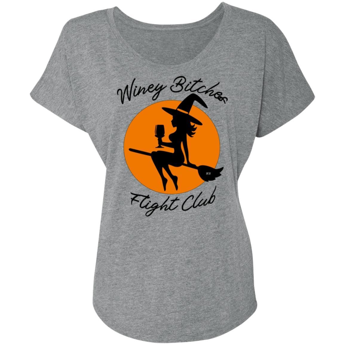Winey Bitches Flight Club Ladies' Triblend Dolman Sleeve T-Shirt - Soft Comfortable Women's Tee for Casual Wear & Wine Tasting Events