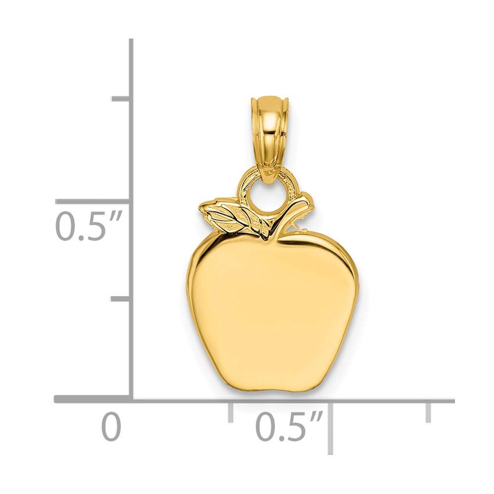 14K Yellow Gold Apple Pendant Necklace - High Polish 2D Design Jewelry Gift for Women - Perfect for Birthday, Anniversary & Everyday Wear
