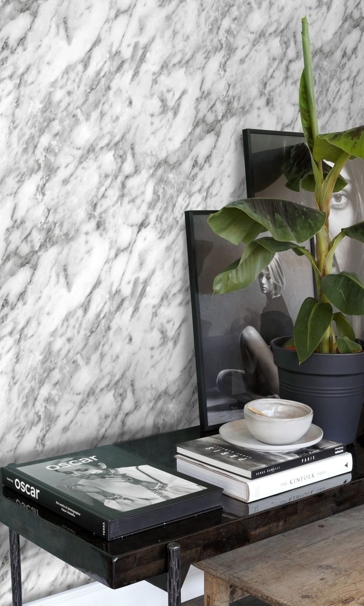 Black and White Art Deco Marble Wallpaper R9434 - Self-Adhesive Peel & Stick Wallpaper for Living Room, Bedroom, Bathroom, Office Decor