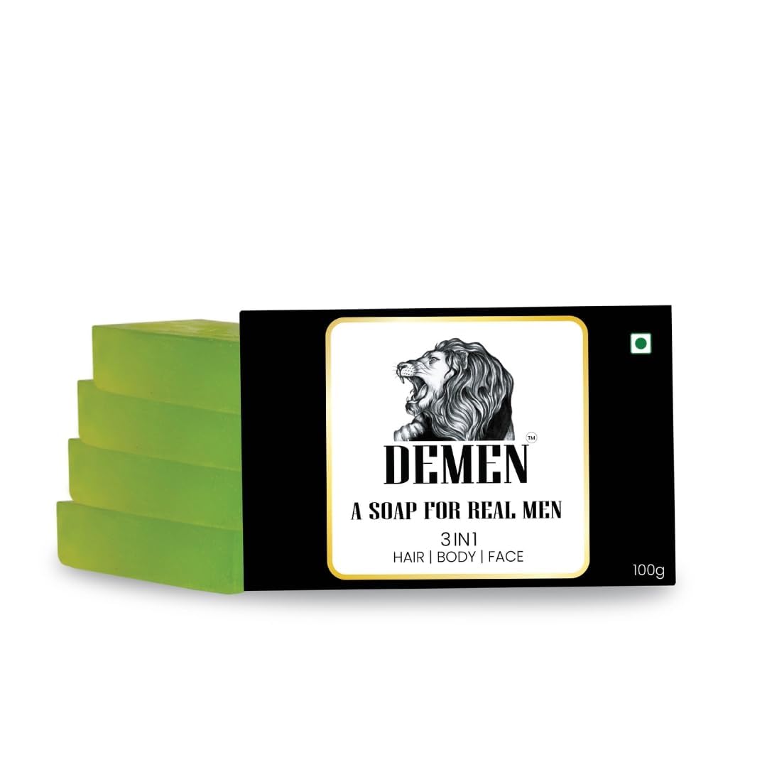 Natural Demen Soap Bar (4-Pack, 100g Each) - Gentle Cleansing for Sensitive Skin, Perfect for Daily Use & Travel