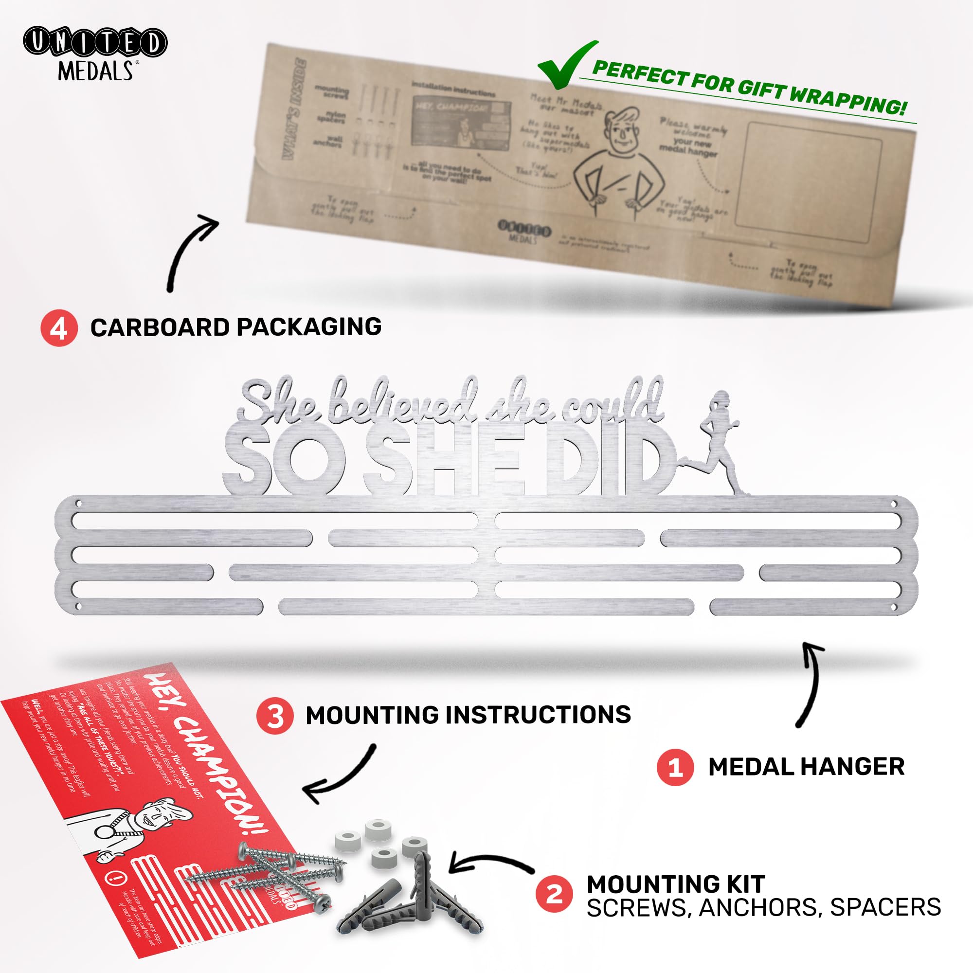 Beast Mode Medal Holder - Heavy Duty Steel Medal Hanger Display Rack for Awards & Trophies - Perfect for Sports Achievements, Military Medals & Competition Ribbons Display