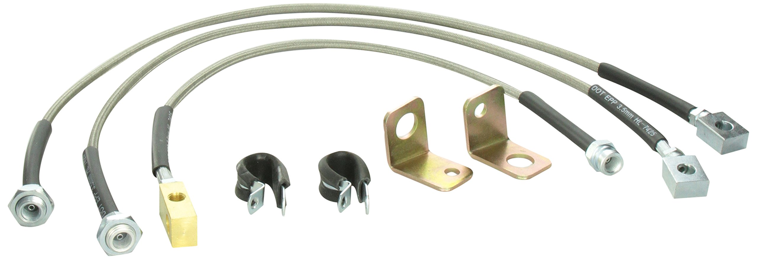 Crown Automotive 7425 Brake Hose Kit - Front & Rear Replacement for Smooth Braking - Perfect for Daily Commute, Off-Roading & Towing