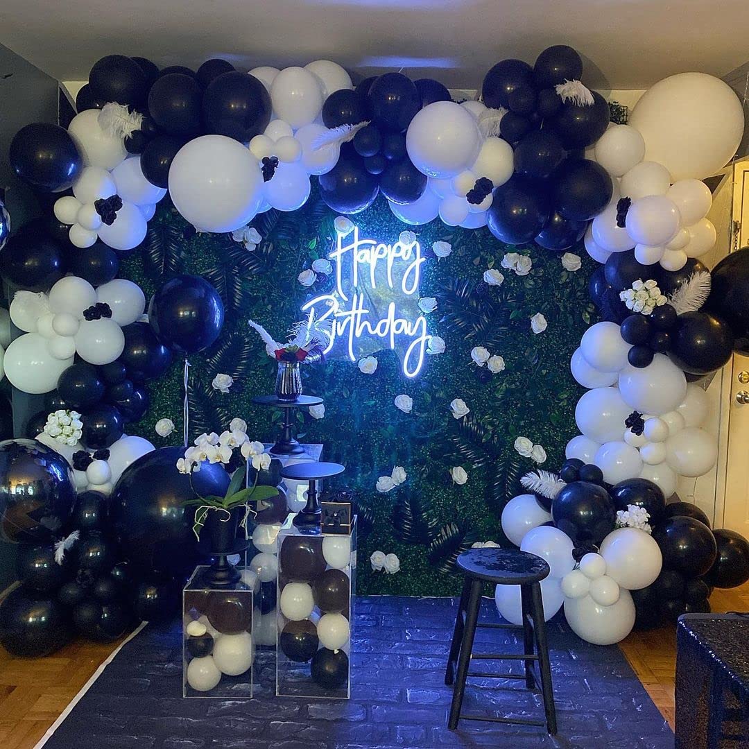 Black and White Balloon Garland Kit - 124Pcs Arch Kit with Confetti Balloons, Durable Latex Balloons for Birthday, Wedding, Anniversary Decorations | Perfect for Party Backdrops, Baby Showers & Graduation Celebrations