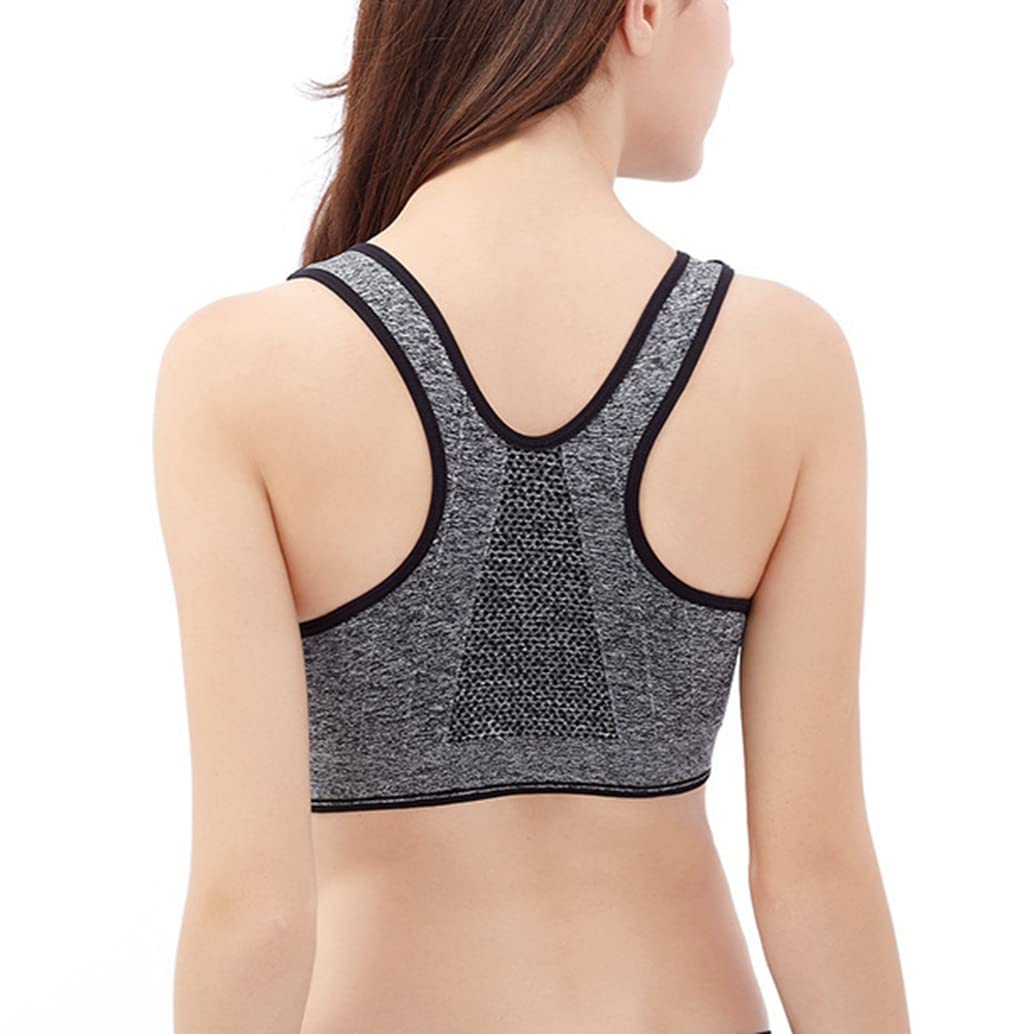 Wireless Post-Surgery Sports Bra for Women - Front Zip Yoga Bra with Breathable Fabric for Hiking, Running & Gym Workouts - Perfect for Active Lifestyles & Post-Surgery Comfort