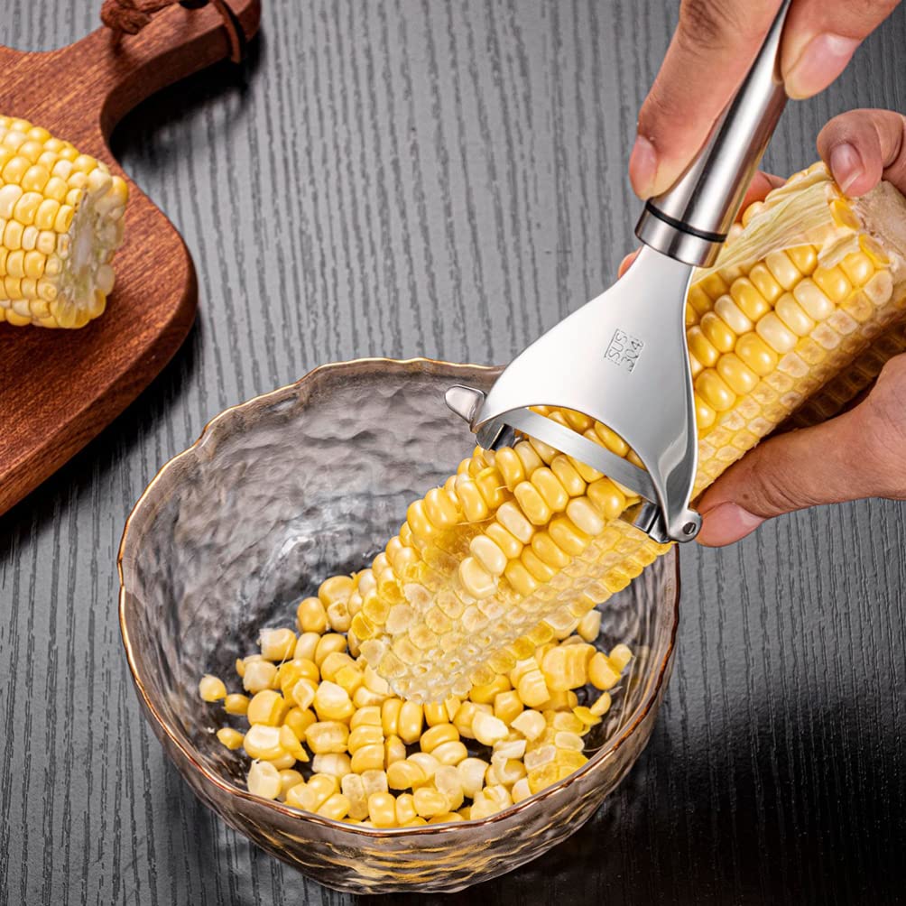 FAVOMOTO Stainless Steel Corn Planer & Cob Thresher Tool - Efficient Corn Cutter & Peeler for Kitchen - Perfect for Fresh Corn Preparation, Grilling, and Meal Prep