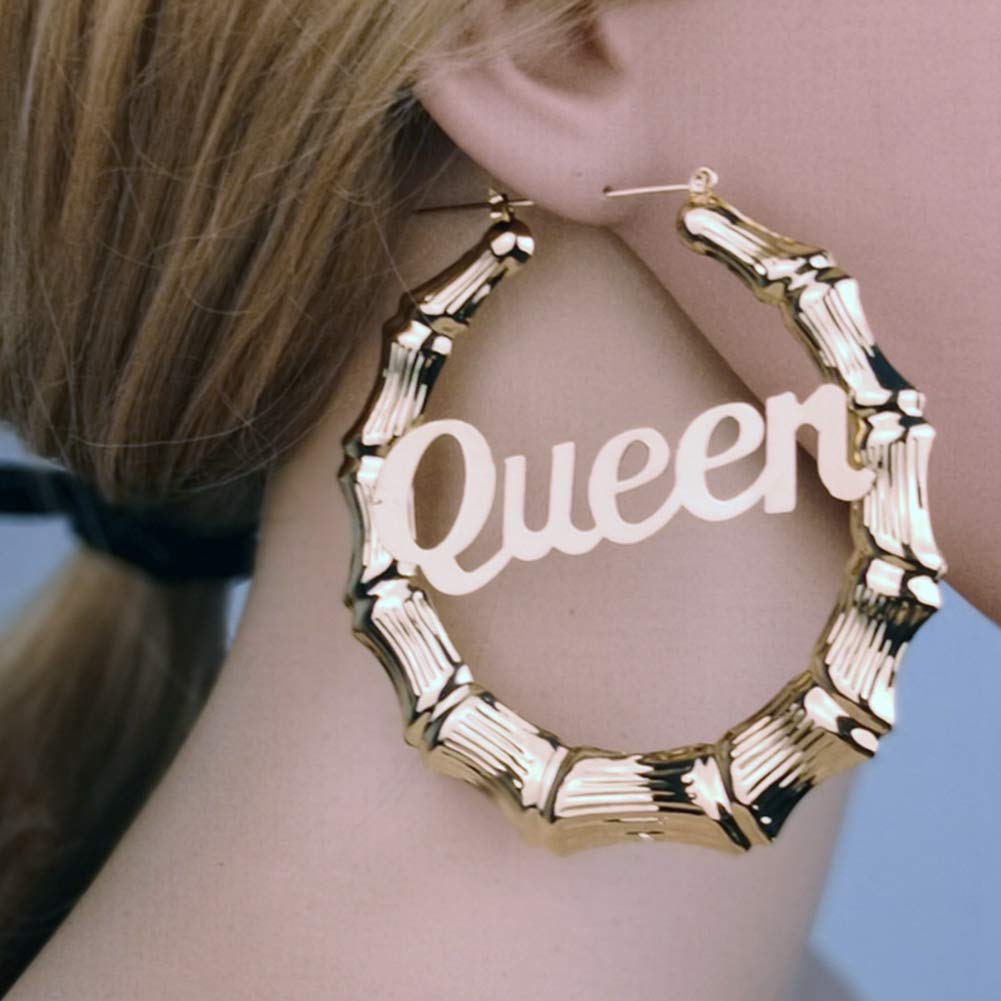 90s Retro Round Bamboo Grain Hoop Earrings for Women - 90mm Gold Big Hoop Earrings for Hip Hop Party, Festival, and Everyday Wear
