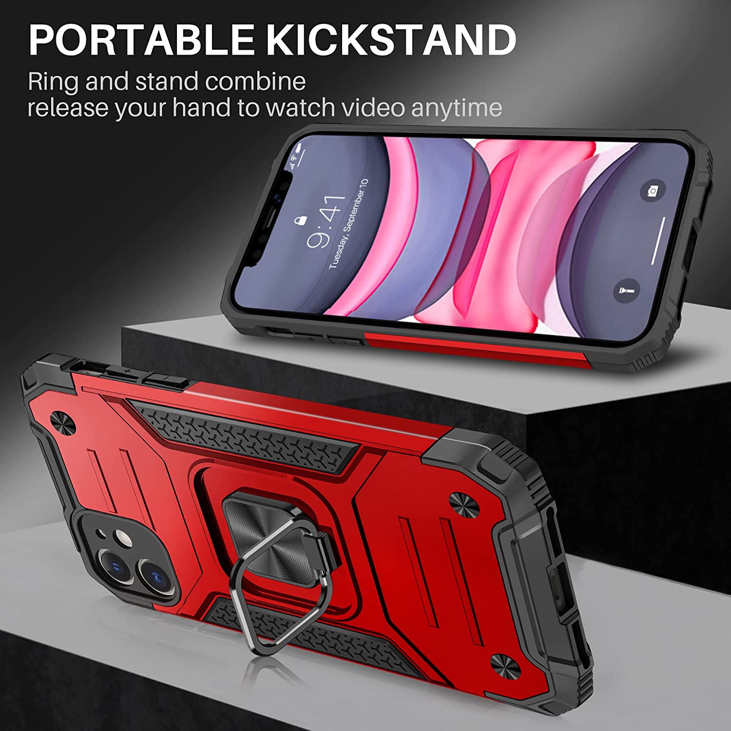 Vakoo Heavy Duty iPhone 11 Case with Stand - Shockproof Protective Phone Cover for iPhone 11 (6.1 Inch) - Perfect for Work, Travel and Everyday Use