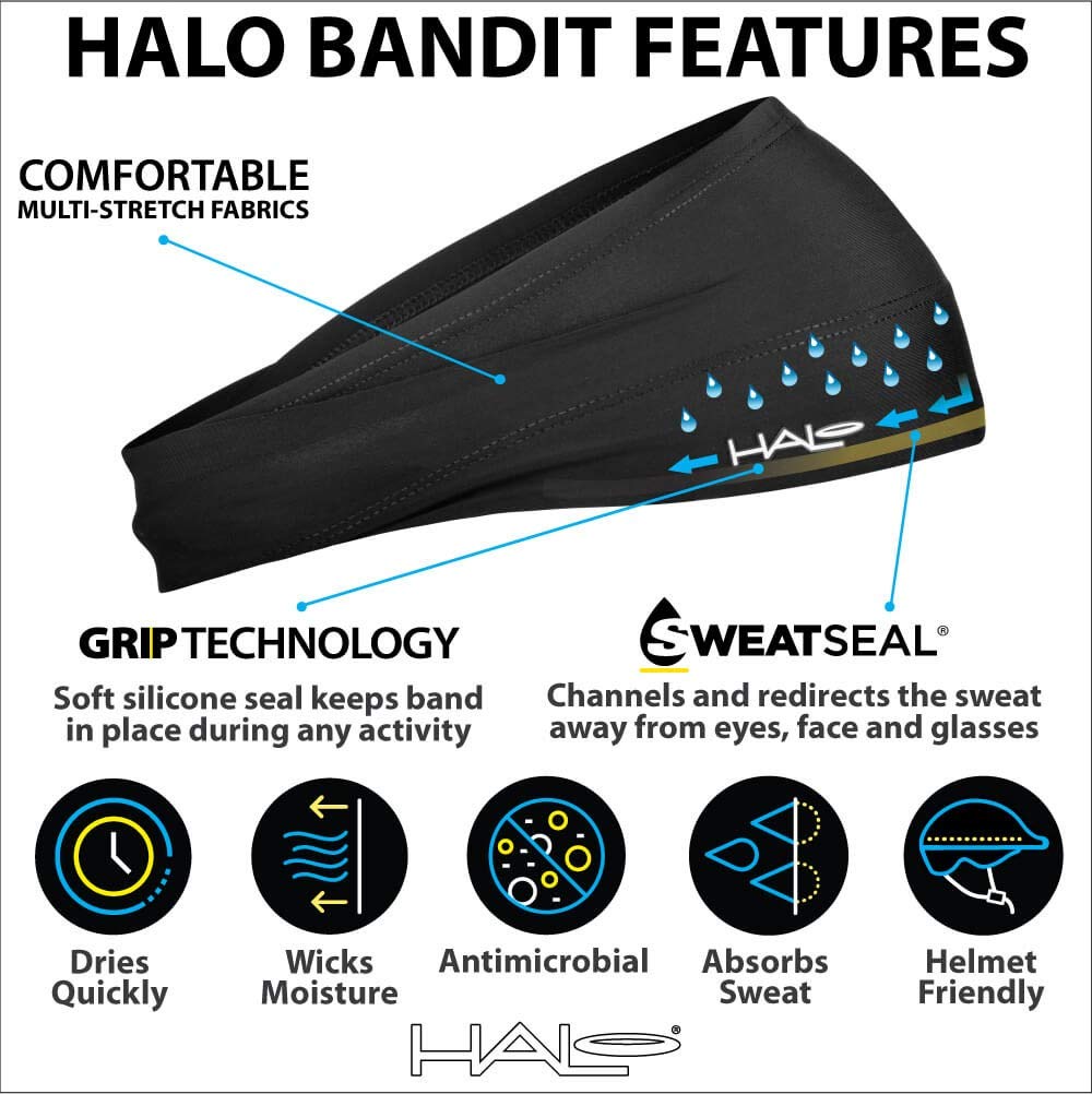 Halo Headband Bandit - 4 Inch Wide Unisex Pullover Sweatband for Women & Men | Workout, Running, Yoga & Sports Accessory