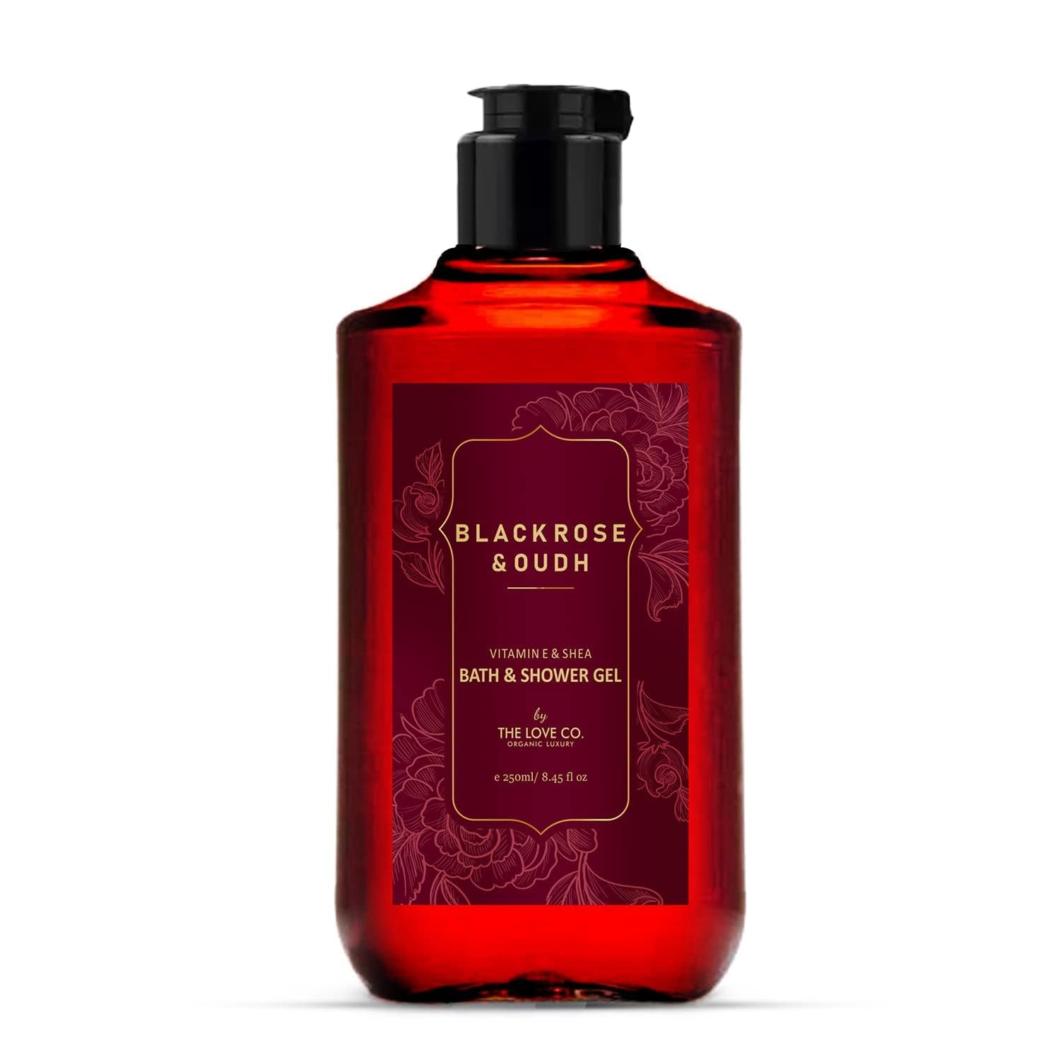 Luxury Black Rose & Oudh Body Wash for Women - Organic Vegan Formula with Shea Butter, Vitamin E & Niacinamide - Long-Lasting Fragrance, Cruelty-Free & Paraben-Free - 8.5oz/250ml - Perfect for Spa Days, Romantic Evenings & Self-Care Rituals