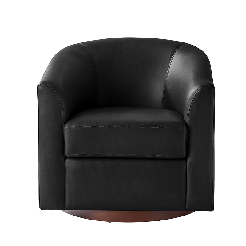 360 Degree Swivel Barrel Faux Leather Chair - Modern Accent Chair for Living Room, Office & Lounge - Comfortable PU Leather Recliner with Smooth Rotation