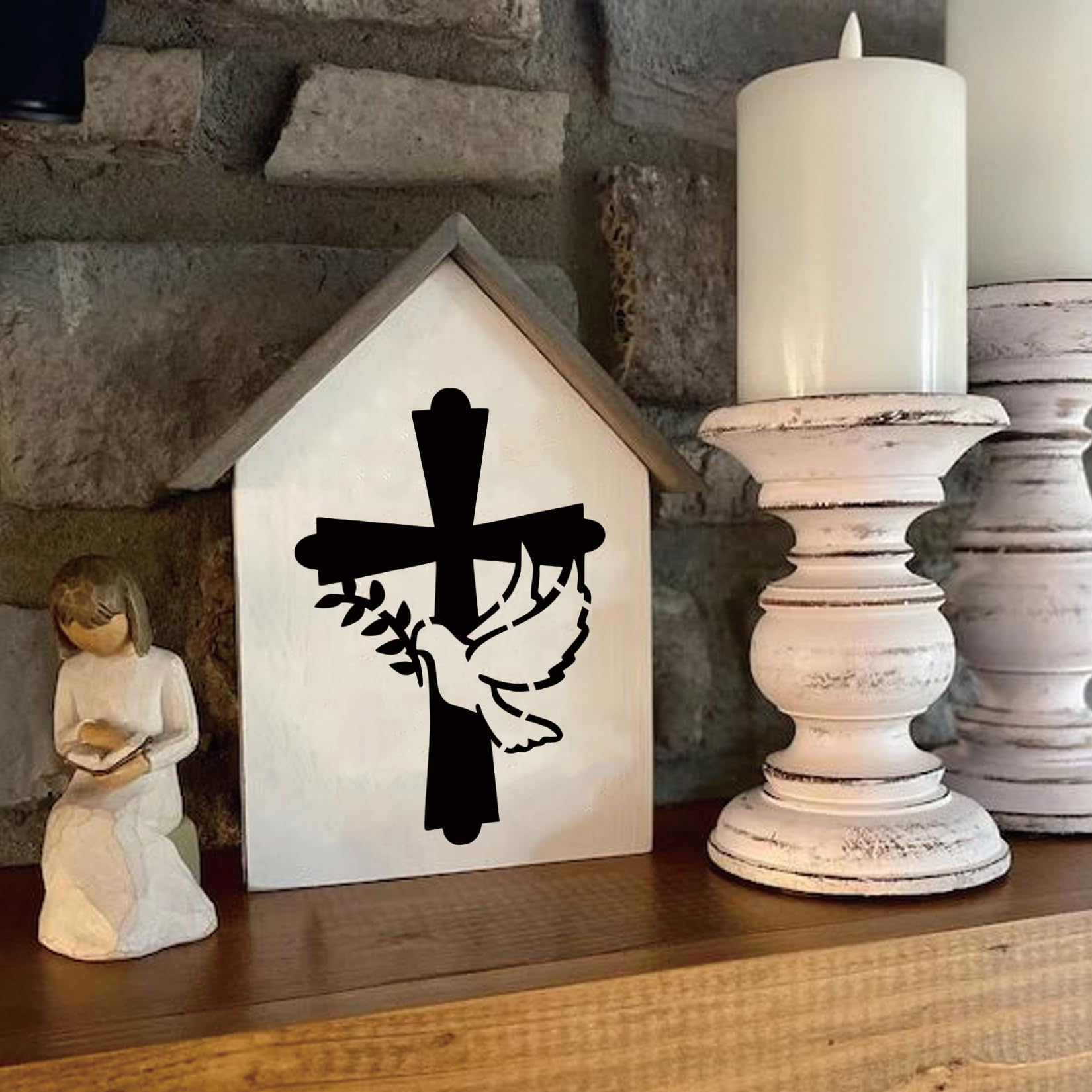 16-Piece Christian Stencils Set for Bible Cross Painting - Reusable Faith Stencils for Wood Signs, Fabric, Canvas, Wallpaper & Home Decor - Perfect for DIY Crafts, Church Projects & Scripture Art