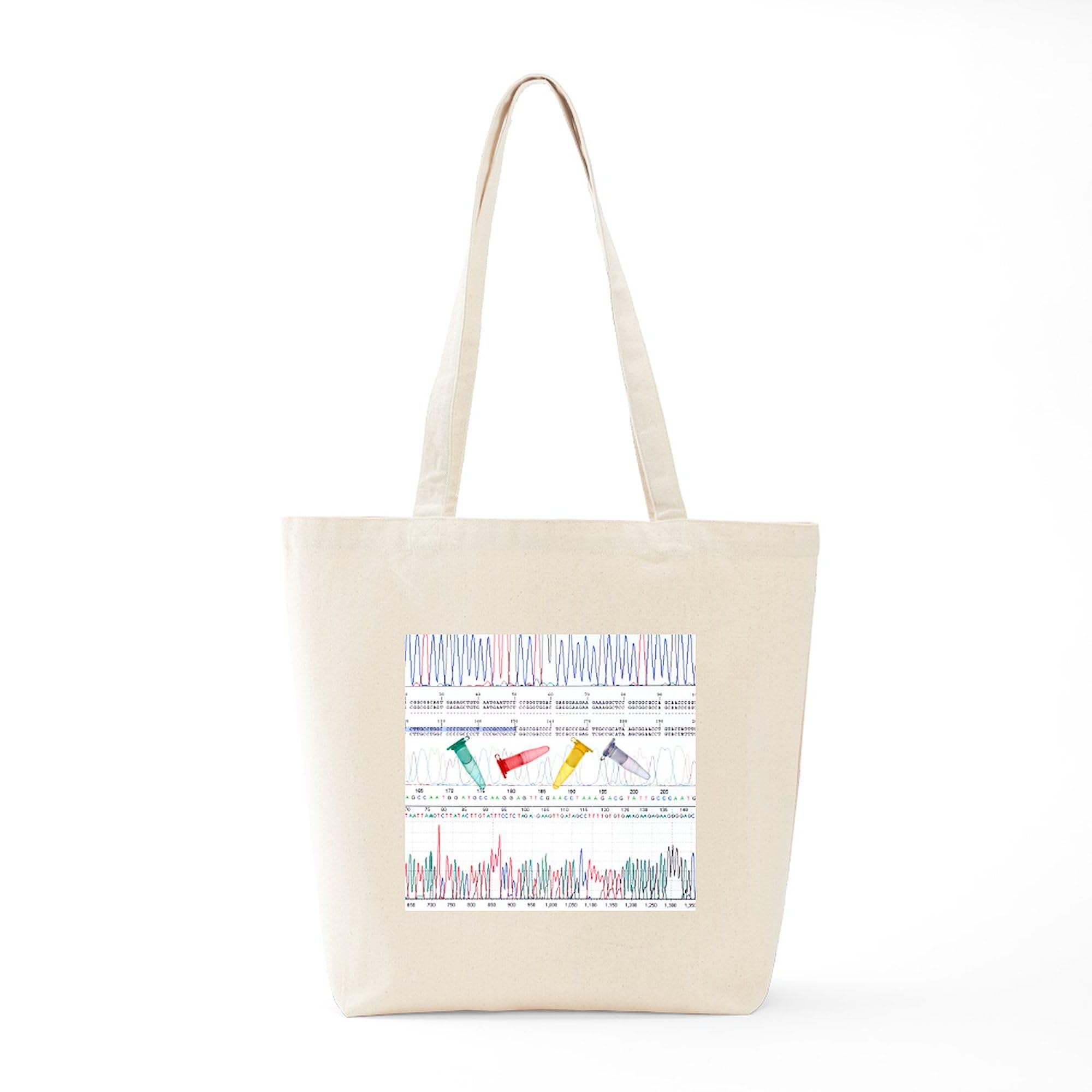 DNA Analysis Tote Bag - Natural Canvas Reusable Shopping Bag for Groceries, Beach & Work | Eco-Friendly Cotton Tote with Unique Science Design