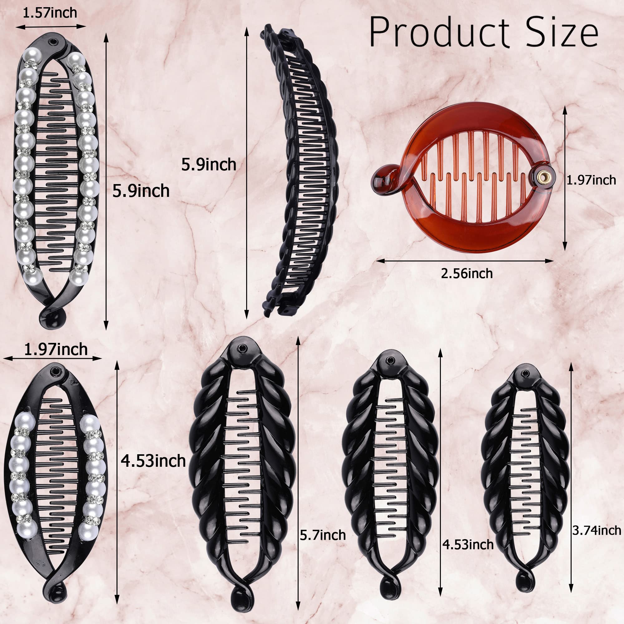 Aethland 11PCS Banana Hair Clips Set - Classic Clincher Combs, Fishtail Hair Clips, Pearl Hair Clips & Ponytail Holders for Women & Girls - Perfect for Thick, Fine Hair & Interlocking Hairstyles - Great for Parties, Weddings, Work & Everyday Styling
